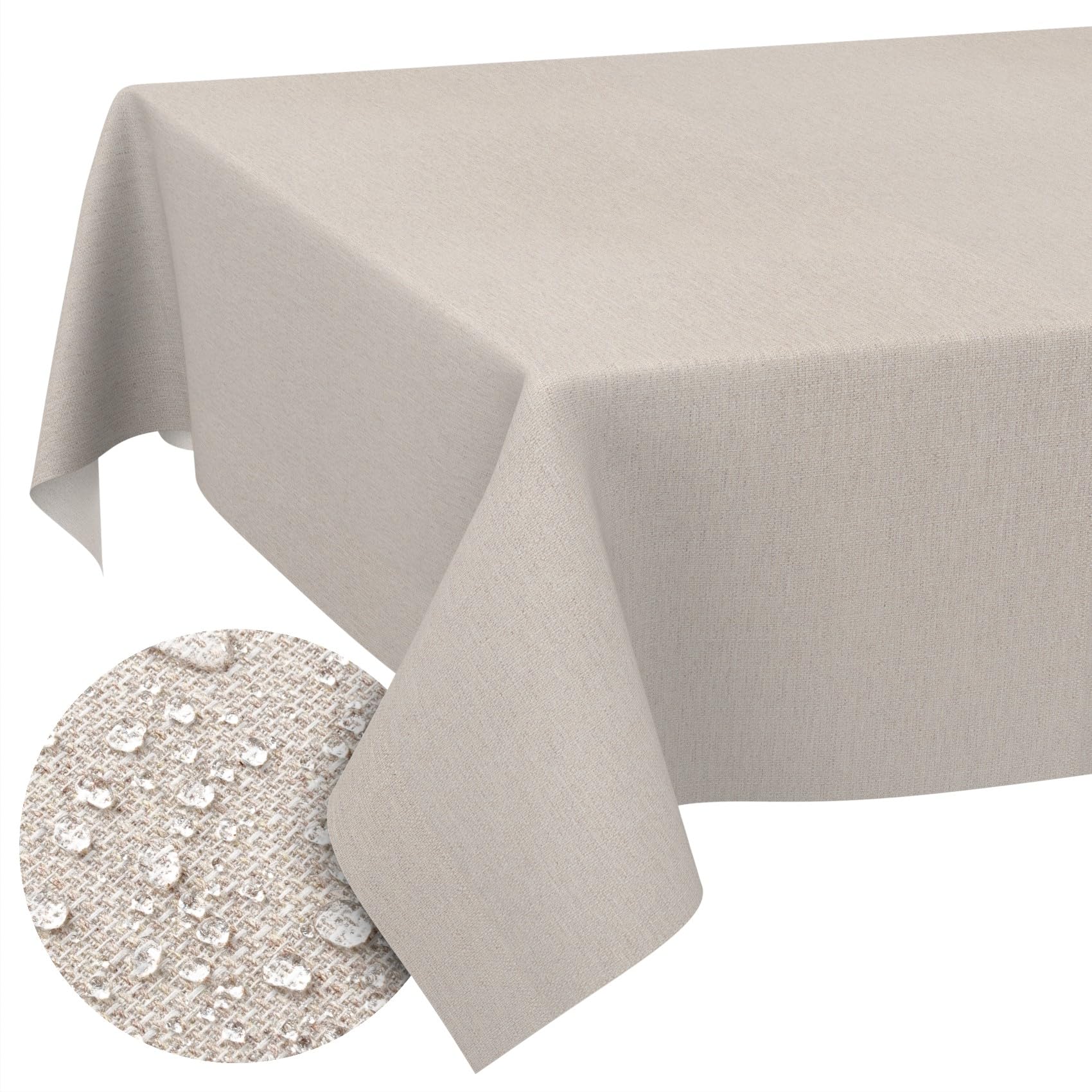 Stoff Tischdecke Textil Tischwäsche Tischtuch Baumwolle Polyester abwaschbar Uni Ornament Damast Jacquard Gewebe waschbar Beige Grau 500x140cm (5m) Schnittkante