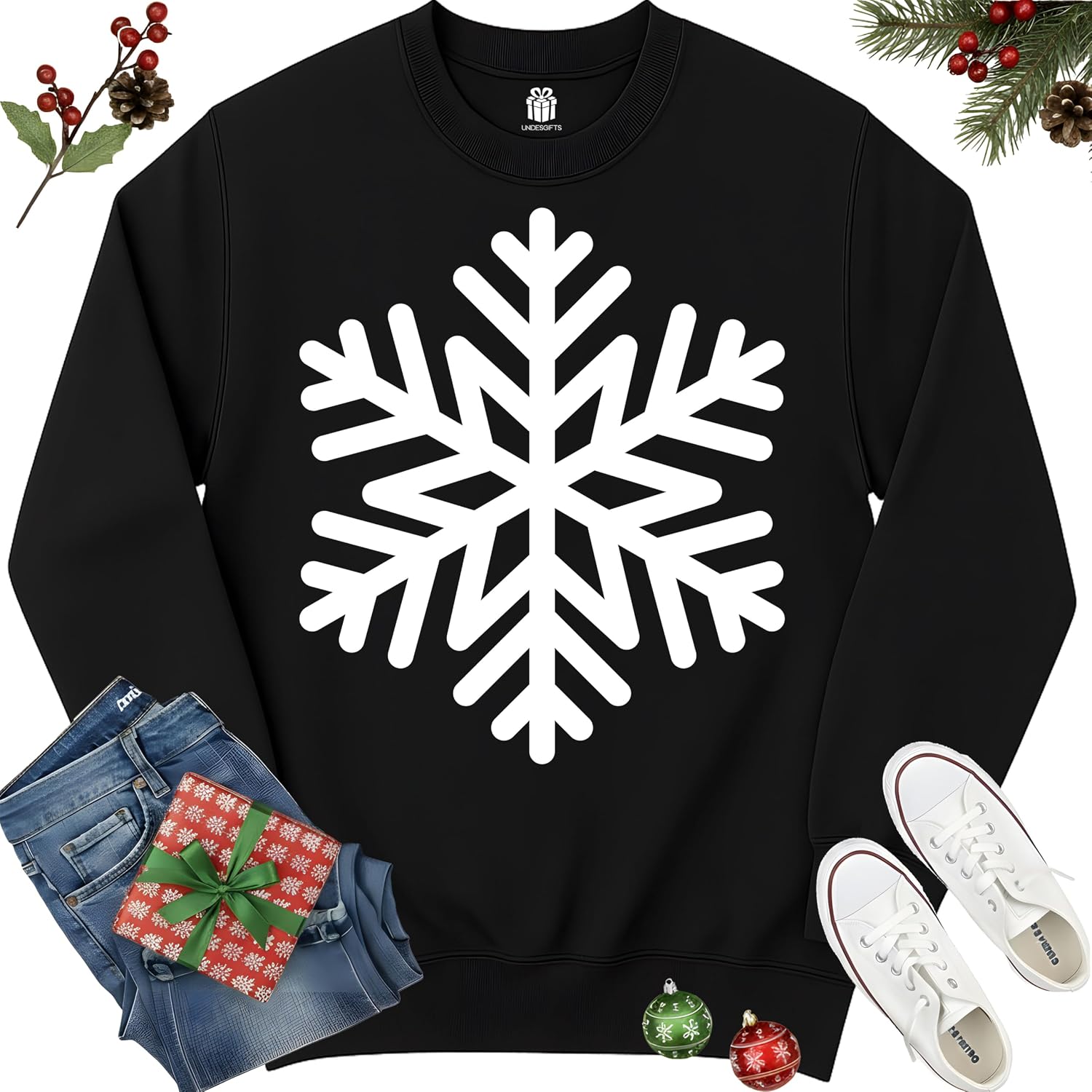 Snowflake Christmas Holiday Winter T-Shirt for Men Women Kids Cute Xmas Gift for Grandma Mother Wife Girlfriend