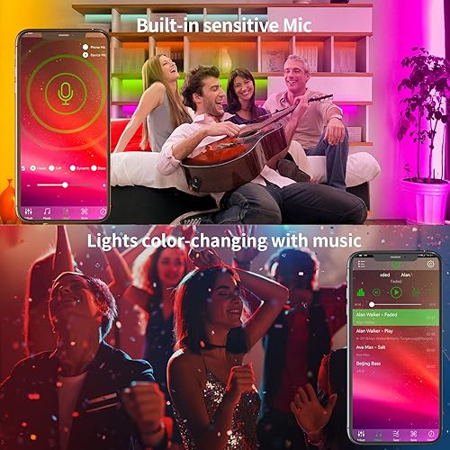 Miniatura 3 de KSIPZE 200ft (2 Rolls of 100 ft) Led Strip Lights RGB Music Sync Color Changing Bluetooth Led Lights with Smart App Control Remote Led Lights for