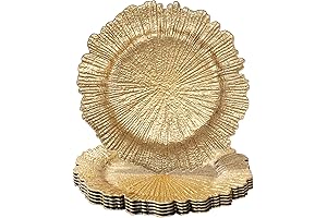 MAONAME 13-Inch Round Gold Charger Plates, Set of 6