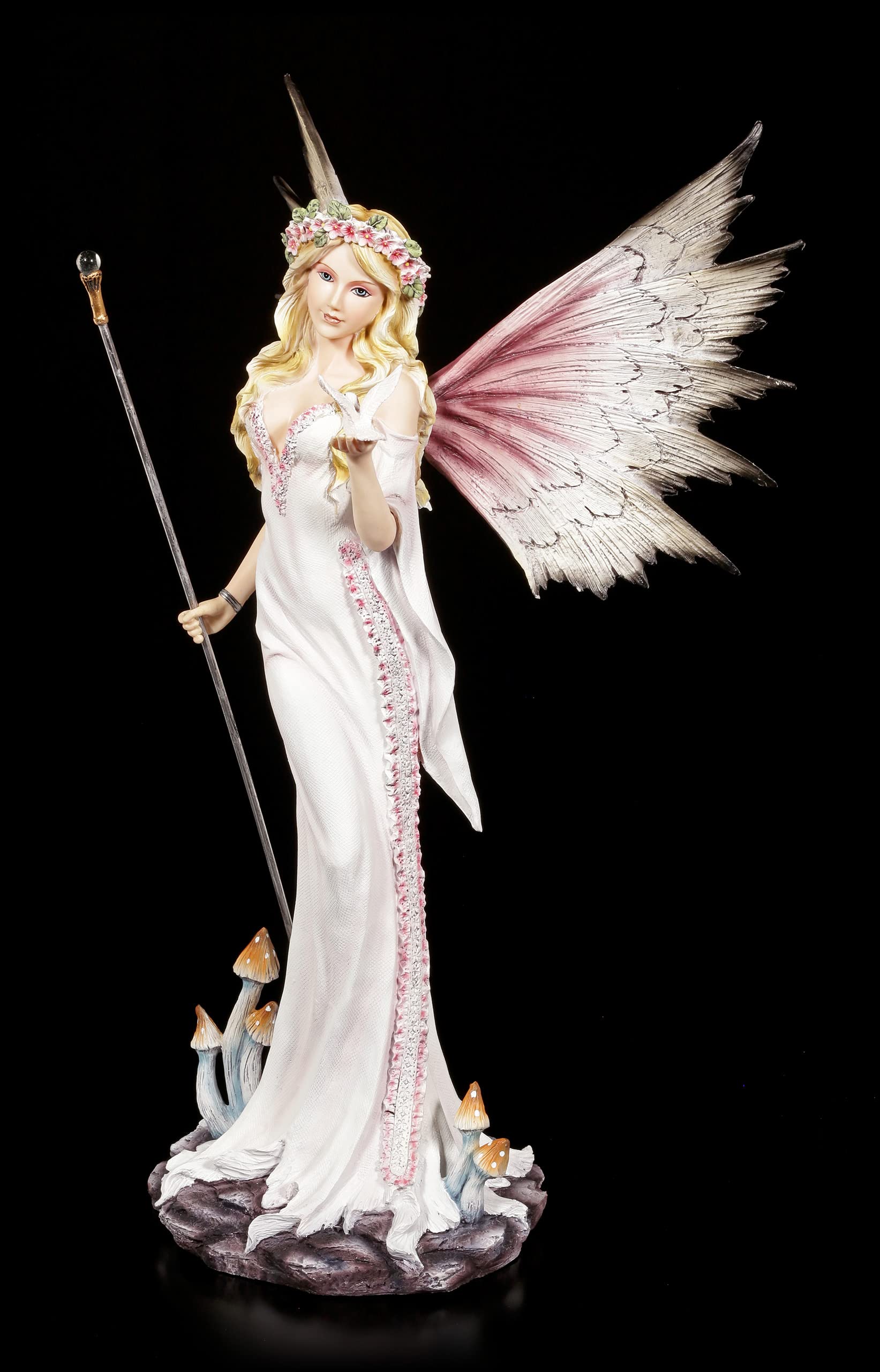 Magische Elfen Figur mit weißer Taube | Schutzengel Statue Fairy