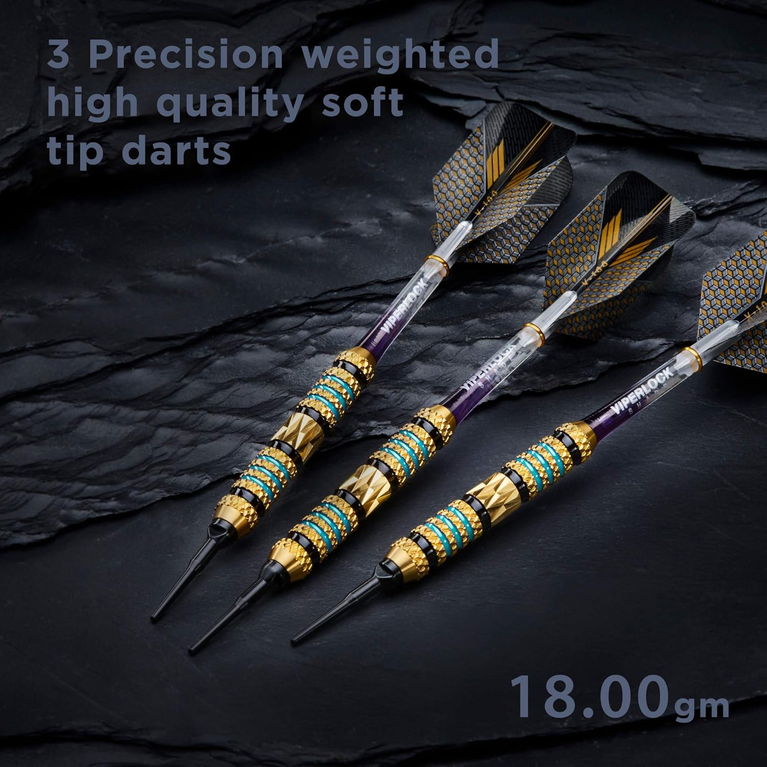 Viper Wizard Soft Tip Darts, Brass Alloy Barrels with Diamond-Cut Etchings and Knurled Rings