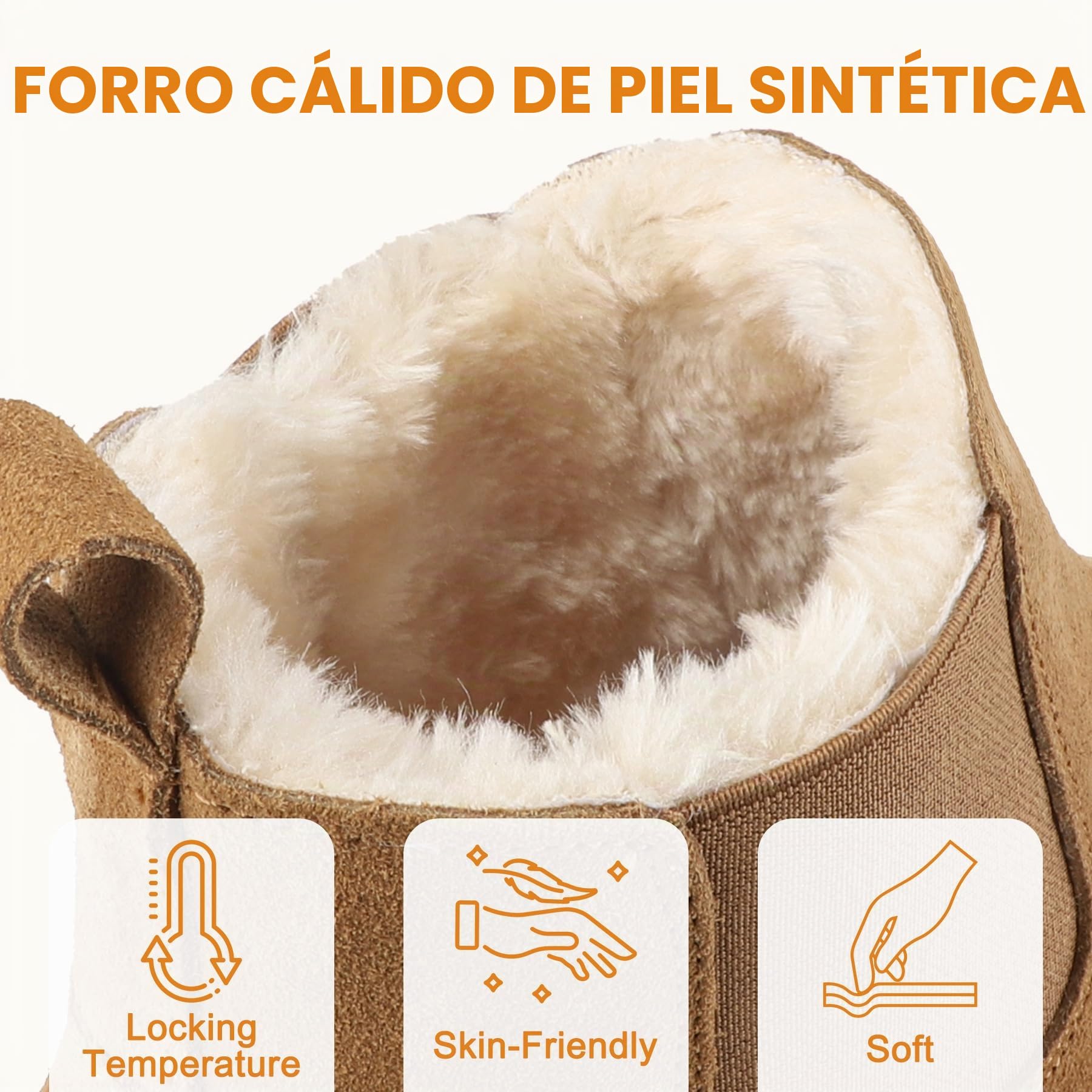 riemot Botas Mujer Invierno Botines Chelsea Piel Ante Cuero LegíTimo Forro Peludo Interior Botas Nieve Mujer CáLidas Adecuado Para DíA Lluvioso Nieve Zapatos Invierno, 36-42 EU