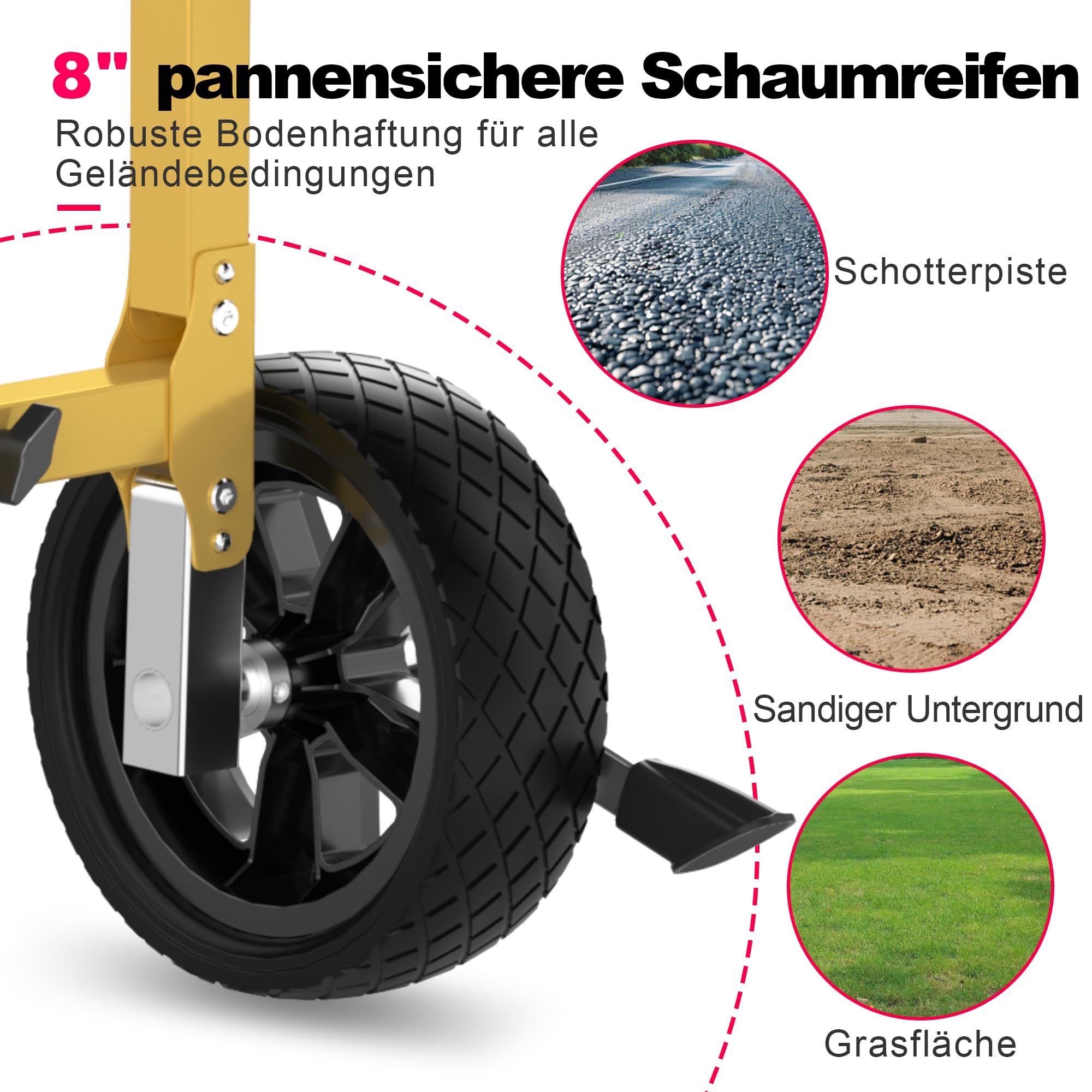 Kajakwagen Kanu-Transportwagen Kajak-Zubehör Transportkarre mit Vollschaumrädern, aufrechter Querstrebe und robuster Schwerlastkonstruktion