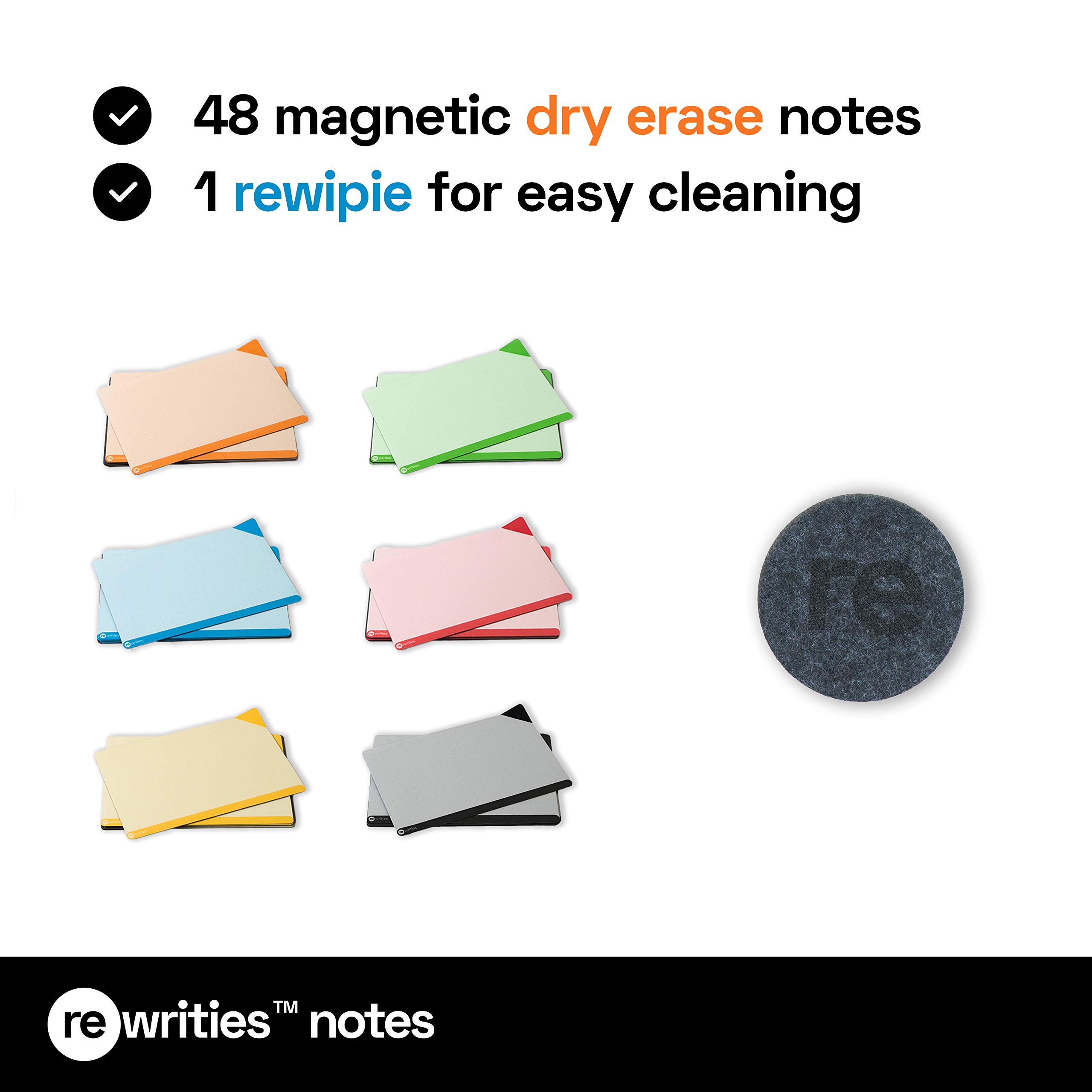 Notes - 48 Dry Erase Magnetkarten für Aufgaben, Planung, Projekte, Organisation - Wiederverwendbare Notizen - 10 x 15 cm - Multi Color Pack