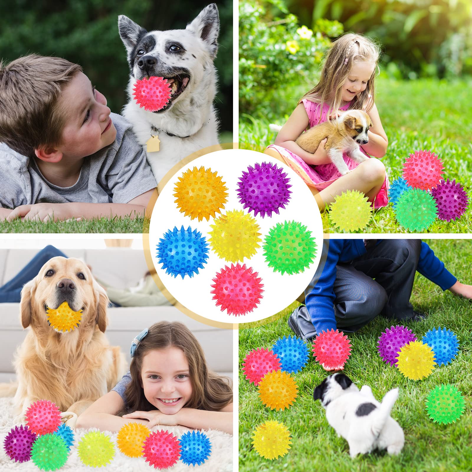 60 Stück 6.5 cm stachelige Hundebälle Quietschbälle für Hunde, kleine Apportiergummibälle, Welpen, stacheliger Ball, Hundespielzeug, Weihnachten, kleine, saubere Zähne und Training, mehrfarbig