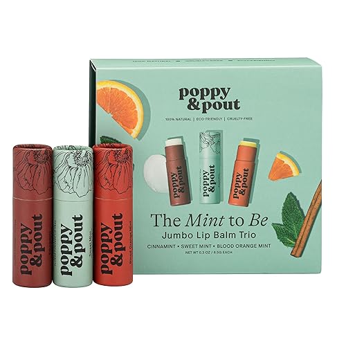Paquete de 3 unidades + caja de regalo, bálsamo labial Poppy & Pout 100% natural, tubo de cartón, rellenado a mano, cera de abejas, vitamina E,