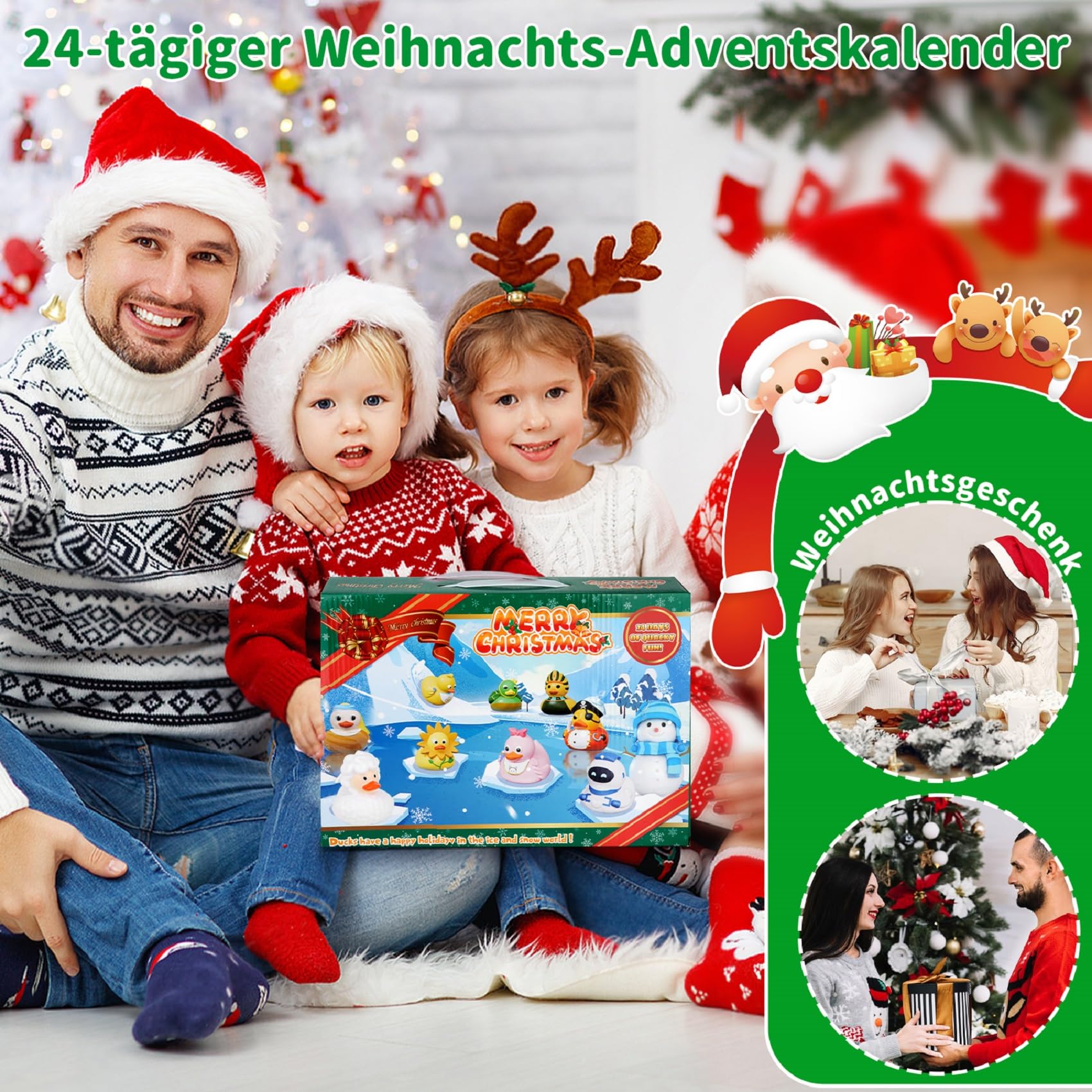 Adventskalender rubberen eend Kerstmis 2025-24 dagen decoratief