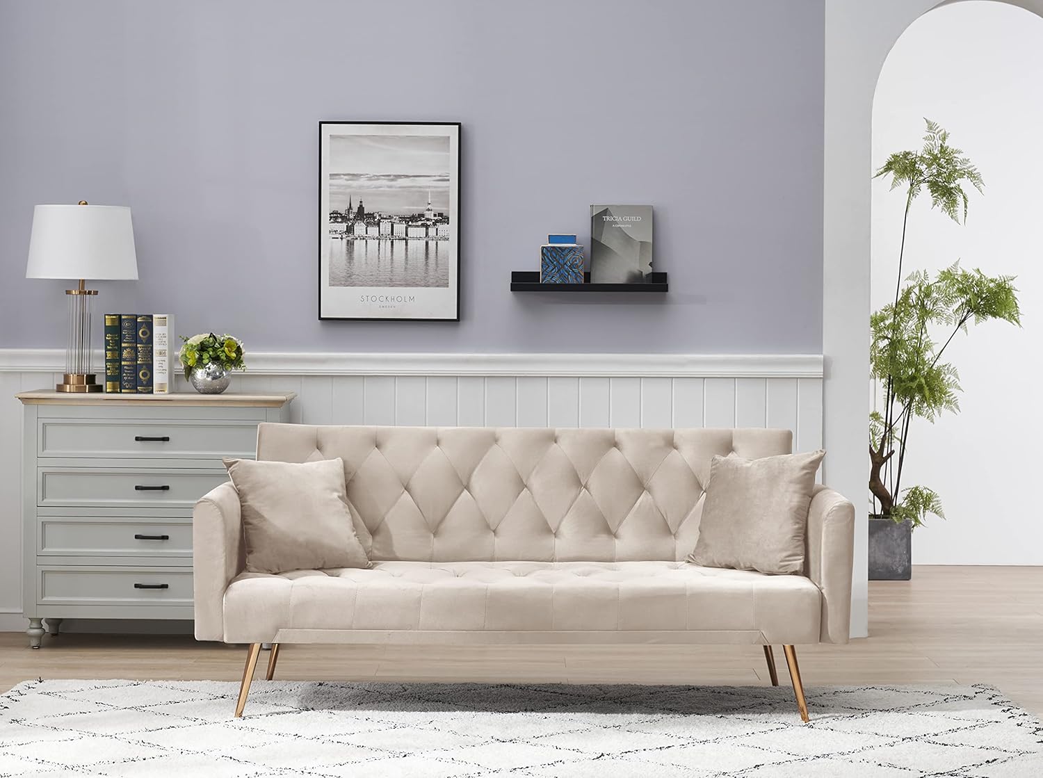 ERYE Modern Futon Sofa Loveseat Convertible Sleeper Couch