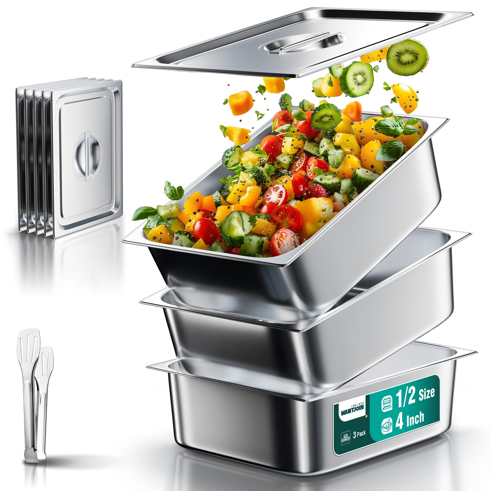 Amazon.com: WantJoin Steam Table Hotel Pans with Lid 1/2 Half Size