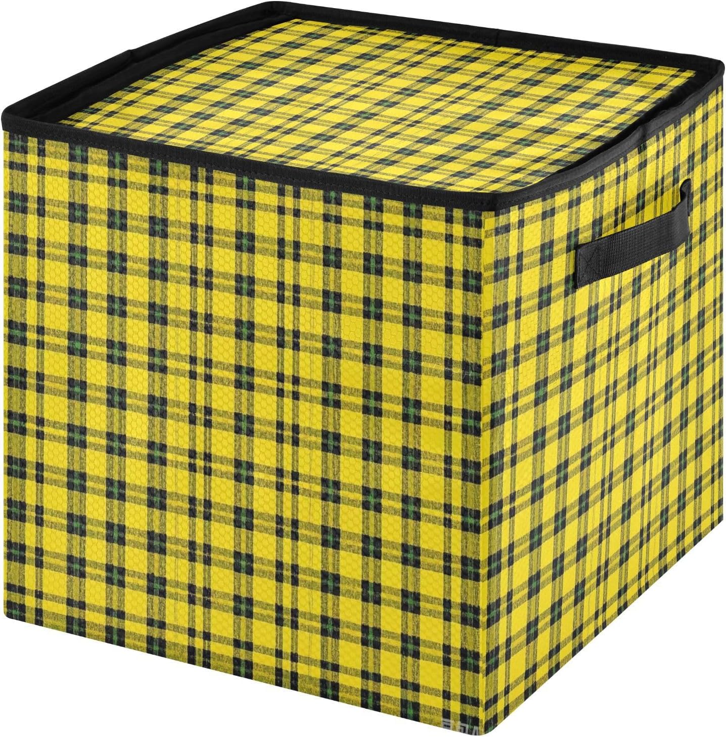 High Capacity Christmas ornament organizer Holds Up to 64, Adjustable Dividers, Zippered Top, Two Handles Holiday Storage Case with Lid,Vintage Buffalo Plaid Checked Yellow