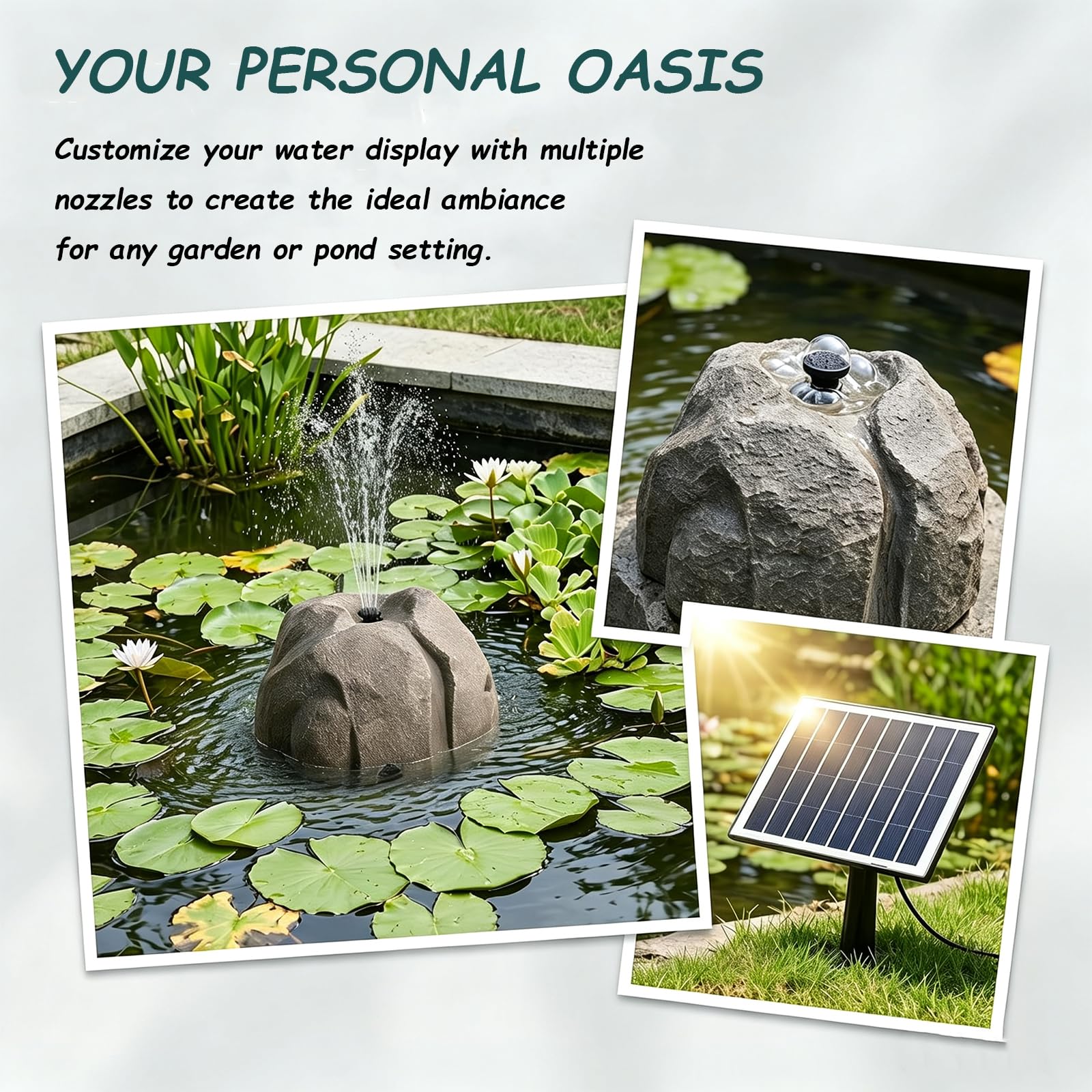 Fontana per Bagno degli Uccelli A Energia Solare | Elemento D'Acqua Automatico Decorazione Di Giardini Ed Esterni,Attira Fauna Selvatica,Facile Da Installare,Include Ugelli
