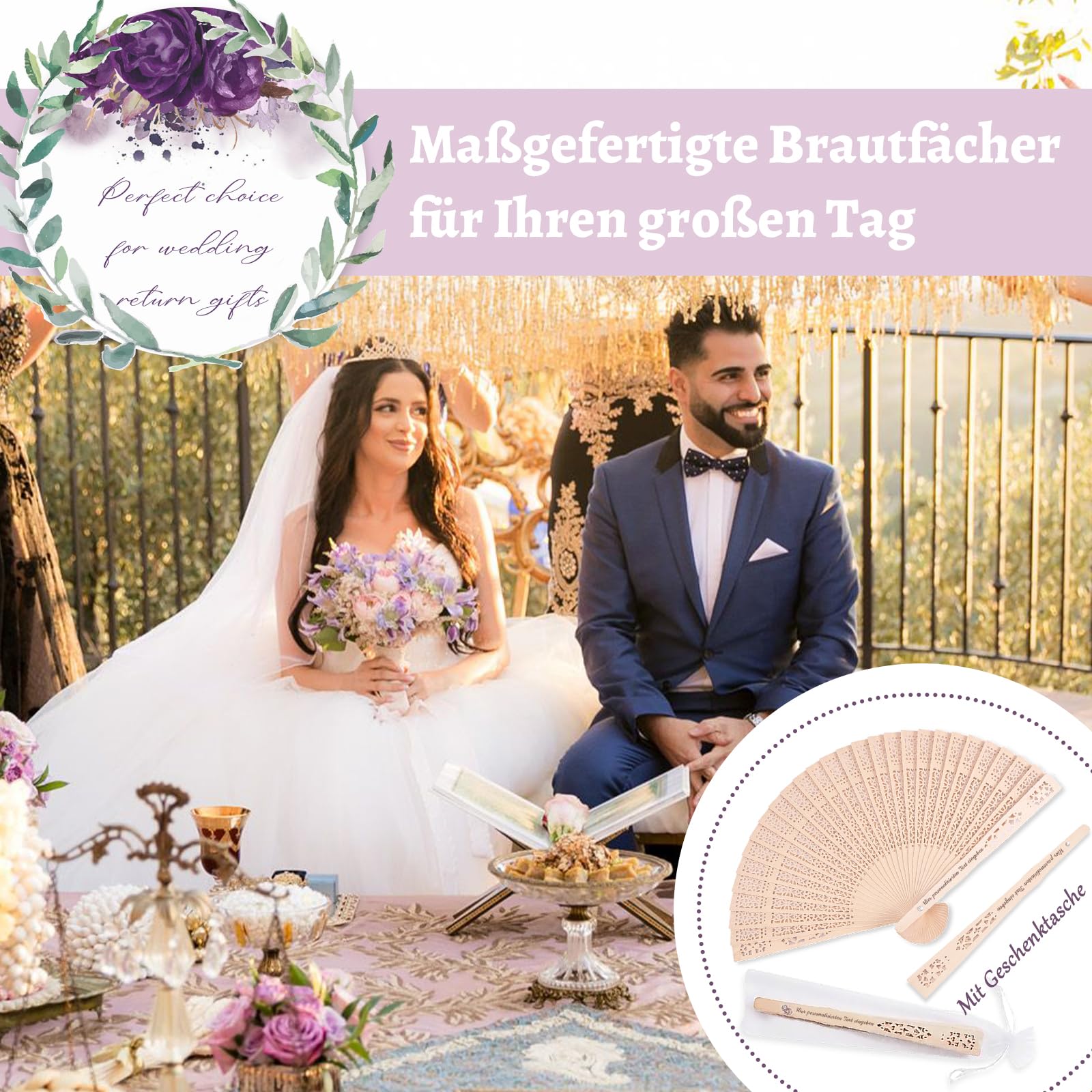 Personalisierter Holzfächer, Individuell Gestalteter Holzfächer, Personalisierte Fächer For Hochzeitsgeschenke, individuelle Hochzeits-Party-Dekoration, Brautparty-Geschenk (30)