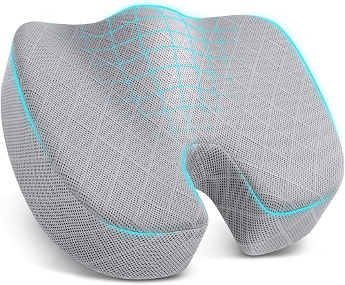 Miniatura 20 de TushGuard - Cojín para asiento de oficina/coche, almohadilla antideslizante para silla para aliviar el dolor de ciática, coxis y espalda, almohada