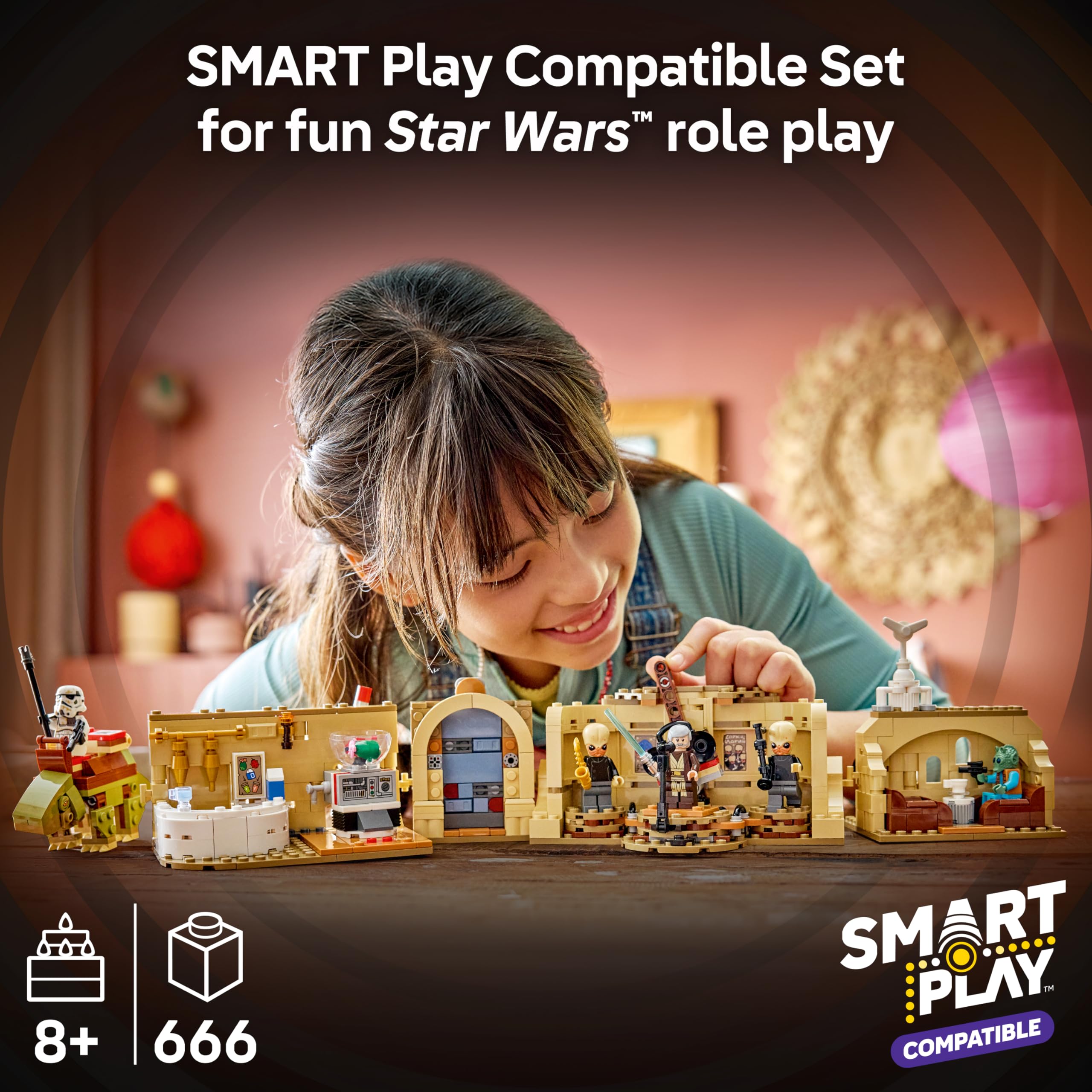 LEGO Star Wars 75425 SMART Play: Mos Eisley Cantina, Compatible Interactive Toy Set incl. 3 SMART Tags and 2 Minifigures - Image 2