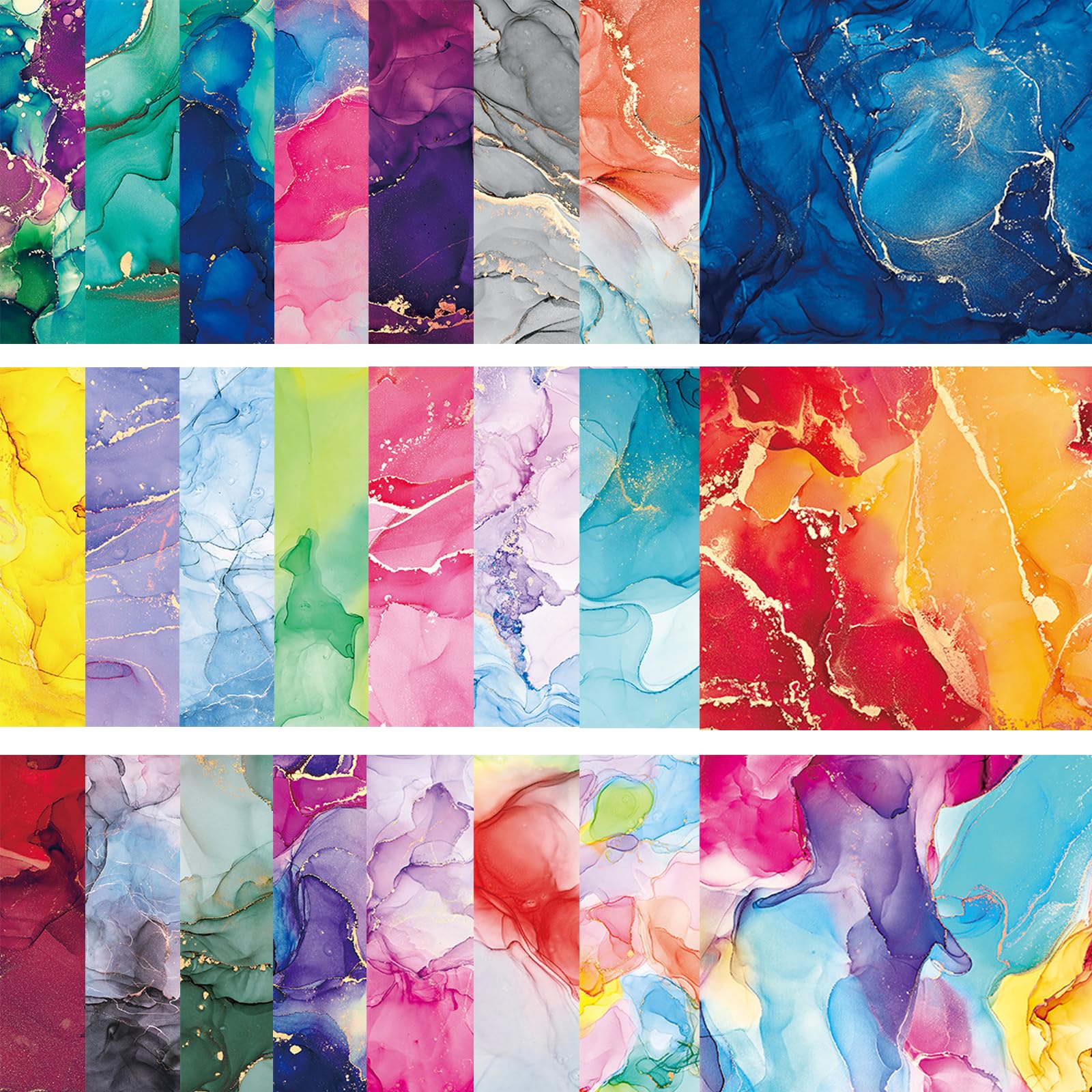 DiiWmme Scrapbook Paper 48 Sheets Marble Pattern, 6x6 Inch Decoupage Paper Sheets and Vintage Patterned Craft Papers for Scrapbooking, Card Making, DIY Arts and Crafts Supplies (24 Unique Designs) (C)