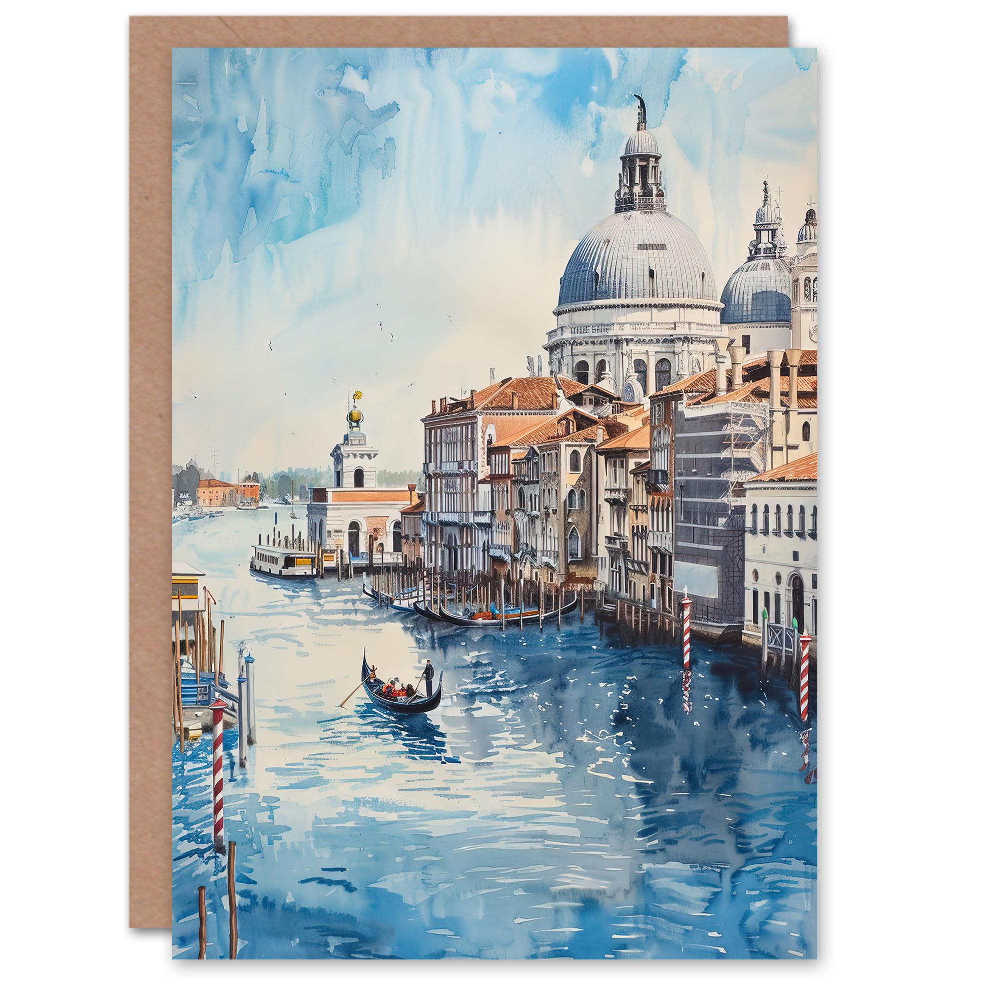 Venice Watercolour St Mark's Basilica Detailed Greeting Card Birthday Him Her