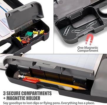 Officemate Portable Storage Clipboard, Charcoal