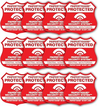 Propertyguard Alarm System Outdoor Warning Stickers 12 Pack Professional-Grade Decals for Business & Residential Security