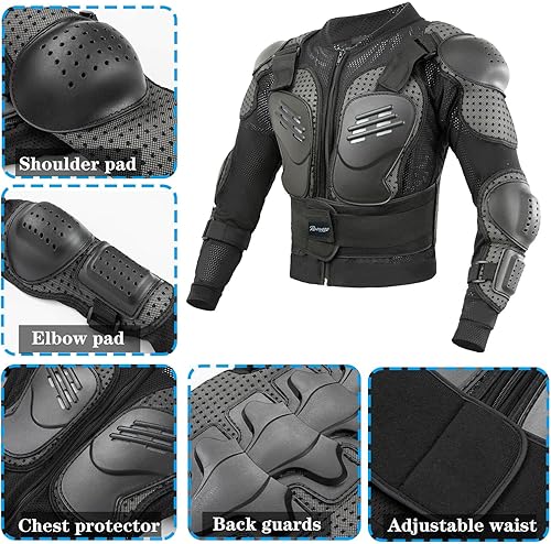 Miniatura 2 de Reomoto Chaqueta de motocicleta para niños, equipo de motocicleta para niños, chaqueta de armadura de cuerpo completo para ciclismo, MTB ATV Skate