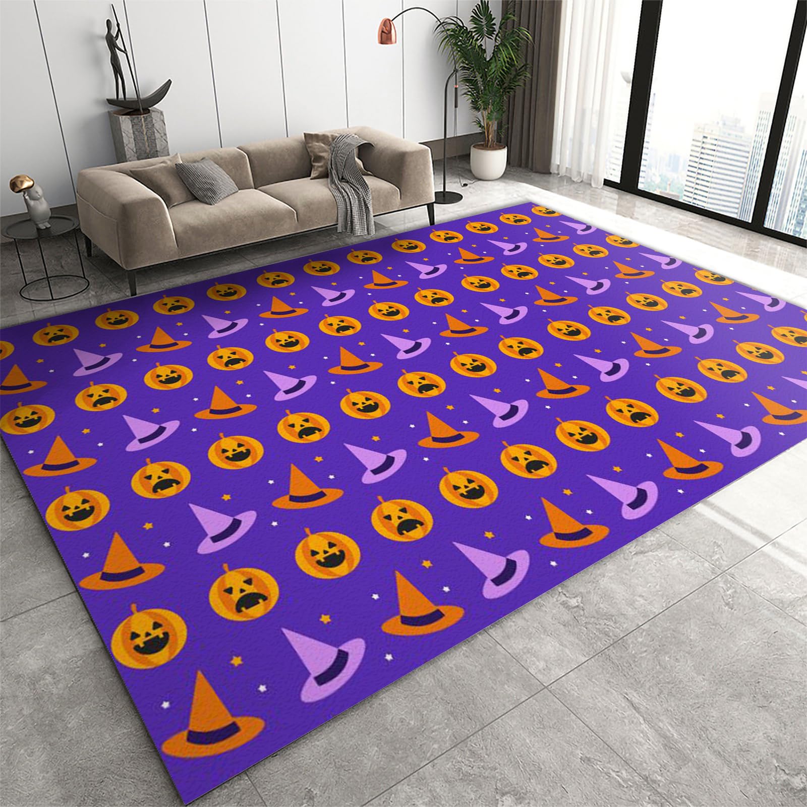 halloween rugs 180x270cm Halloween Kitchen Mats, Witch’s Hats Pumpkin Gothic Decor Doormat, Halloween Carpet Non-slip Low Pile Machine Washable Non Shedding Easy Cleaning for Kitchen Entryway Party