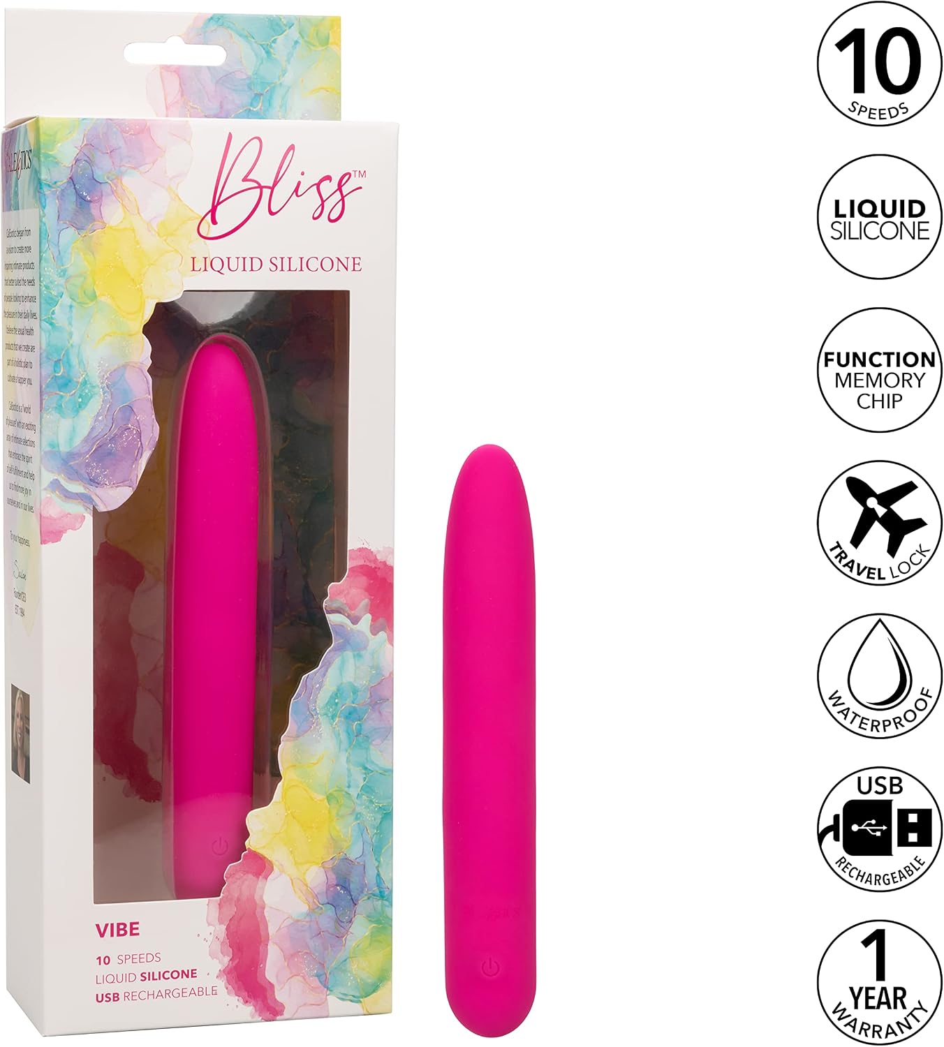 CalExotics Bliss™ Liquid Silicone Vibe – Rechargeable Travel Size Massager Sex Toy for Women - Pink