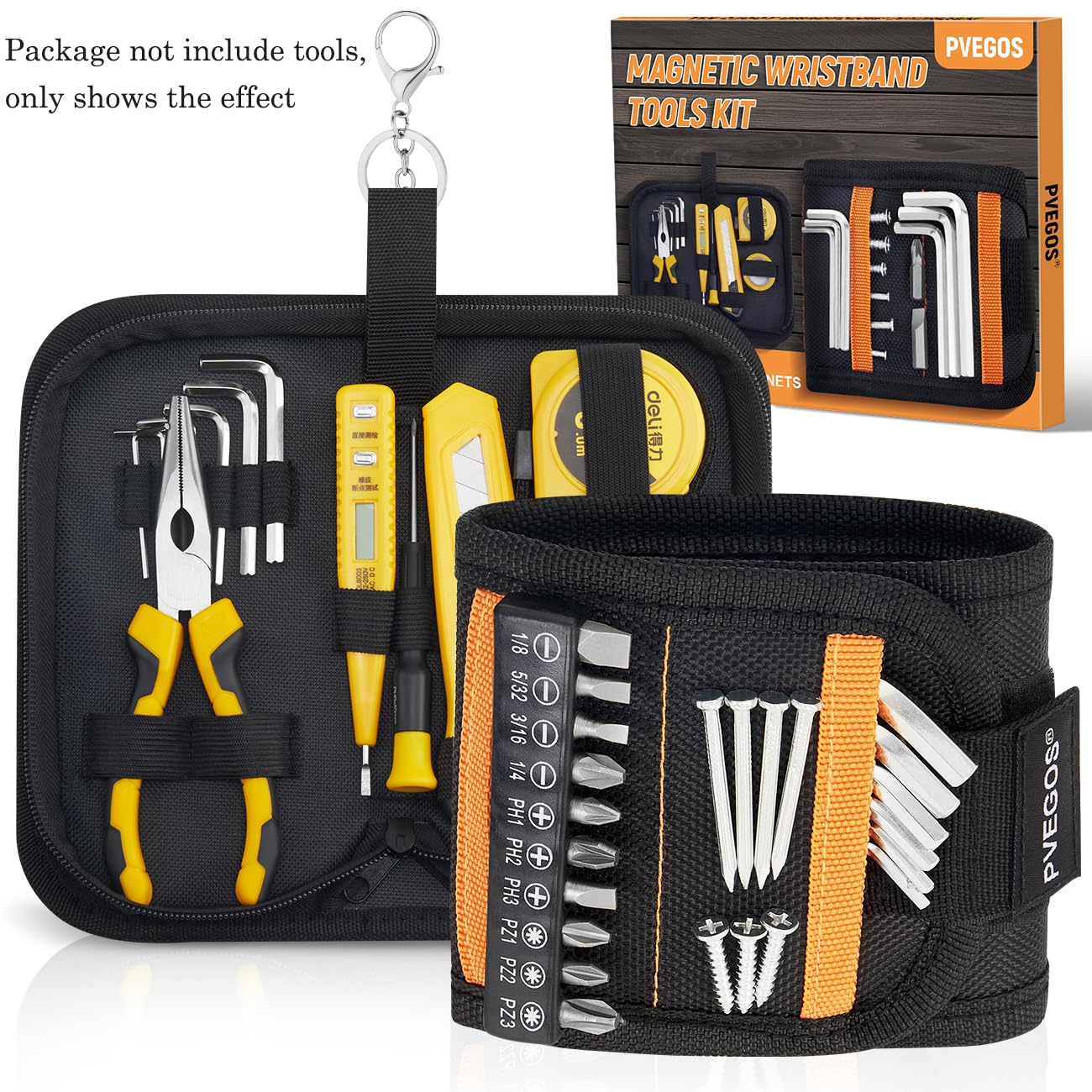 PVEGOS Gifts for Men Super Strong Magnetic Wristbands with Tools Bag - Image 2