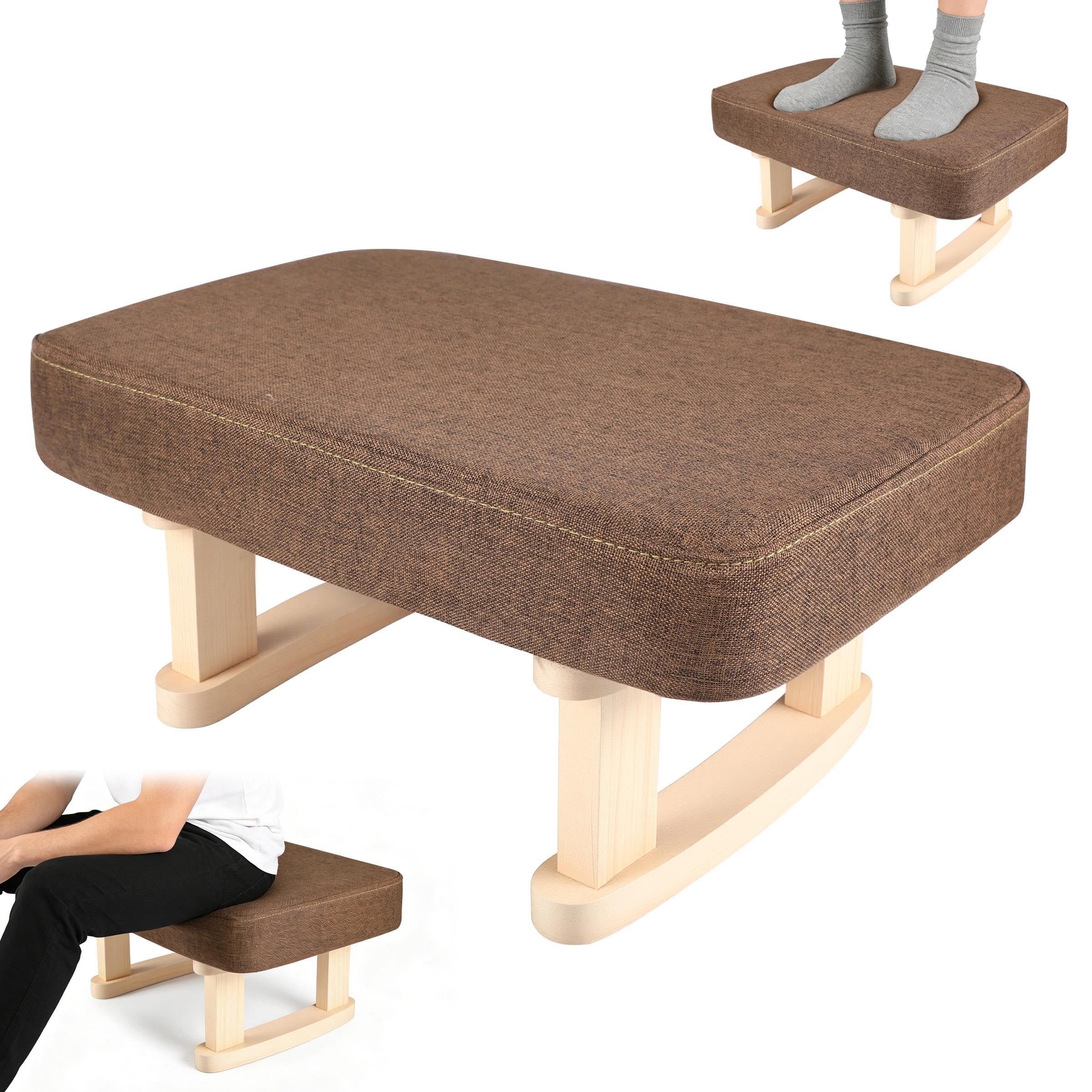 Foot Stool With Wooden Legs, Pouffe Footstool, Foot Rests for Living Room
