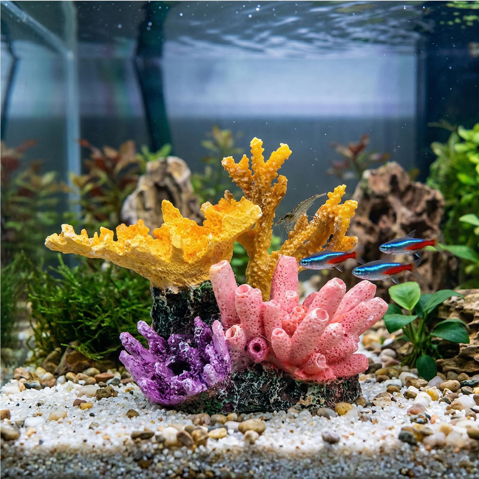 Ornements de Récifs Coralliens Artificiels, Décoration en Résine pour Aquarium, Ornements pour Aménagement Paysager Aquatique Décoration Micro Modèle pour Petits Fish Tanks