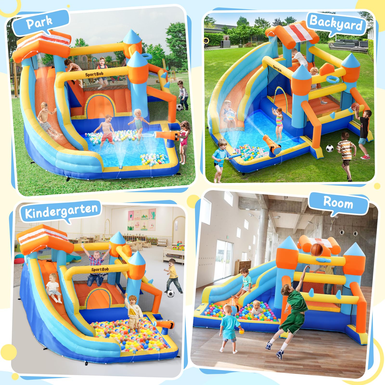 Castillo Hinchable para Niños, Interior y Exterior