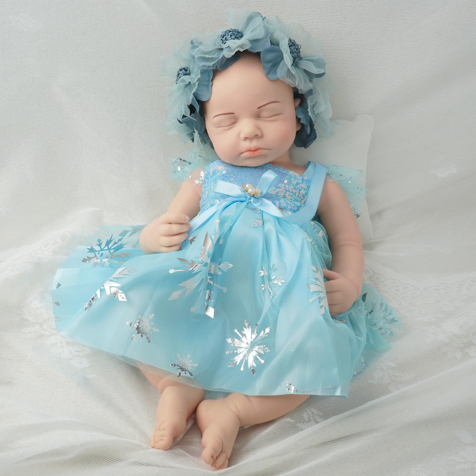 Zilasegy Full Silicone Baby Dolls,18 In Silicone Realistic Newborn Baby Doll, 1:1 Lifelike Reborn Sleeping Dolls — image 1