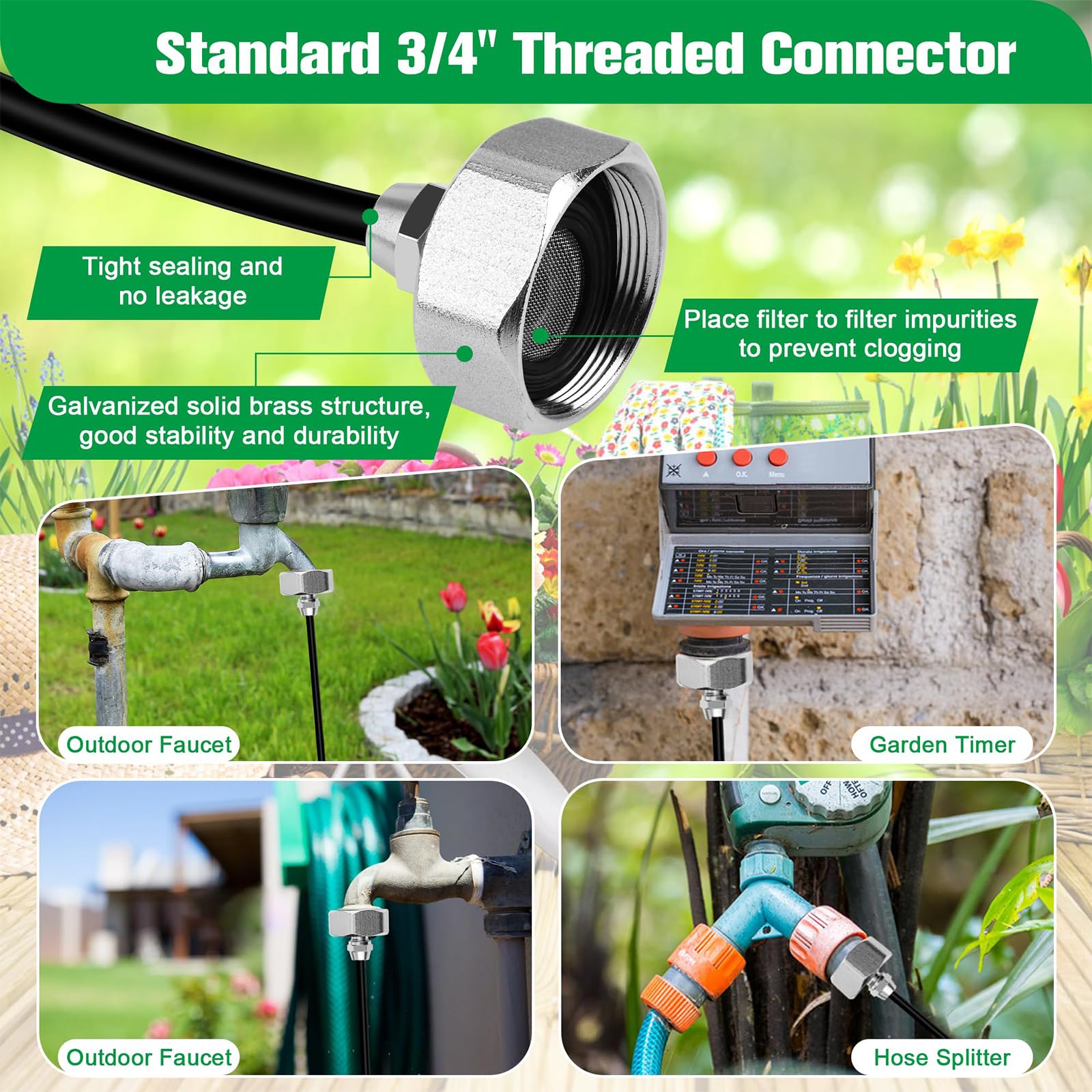 Sprühnebel Kühlung Terrasse | Sprühnebel Terrasse System, Wasser Vernebler Terrasse mit Wasserfilter, Dichtung,Messing-Nebeldüsen Terrassennebel für Kühlen von Außengewächshaus (10M)