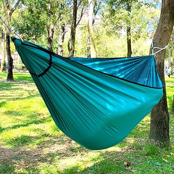 BYENS Kamp Hamağı Salıncak Hamak Turkuaz Yeşil Renk Bez Piknik Bahçe Balkon Outdoor Pratik Kurulum