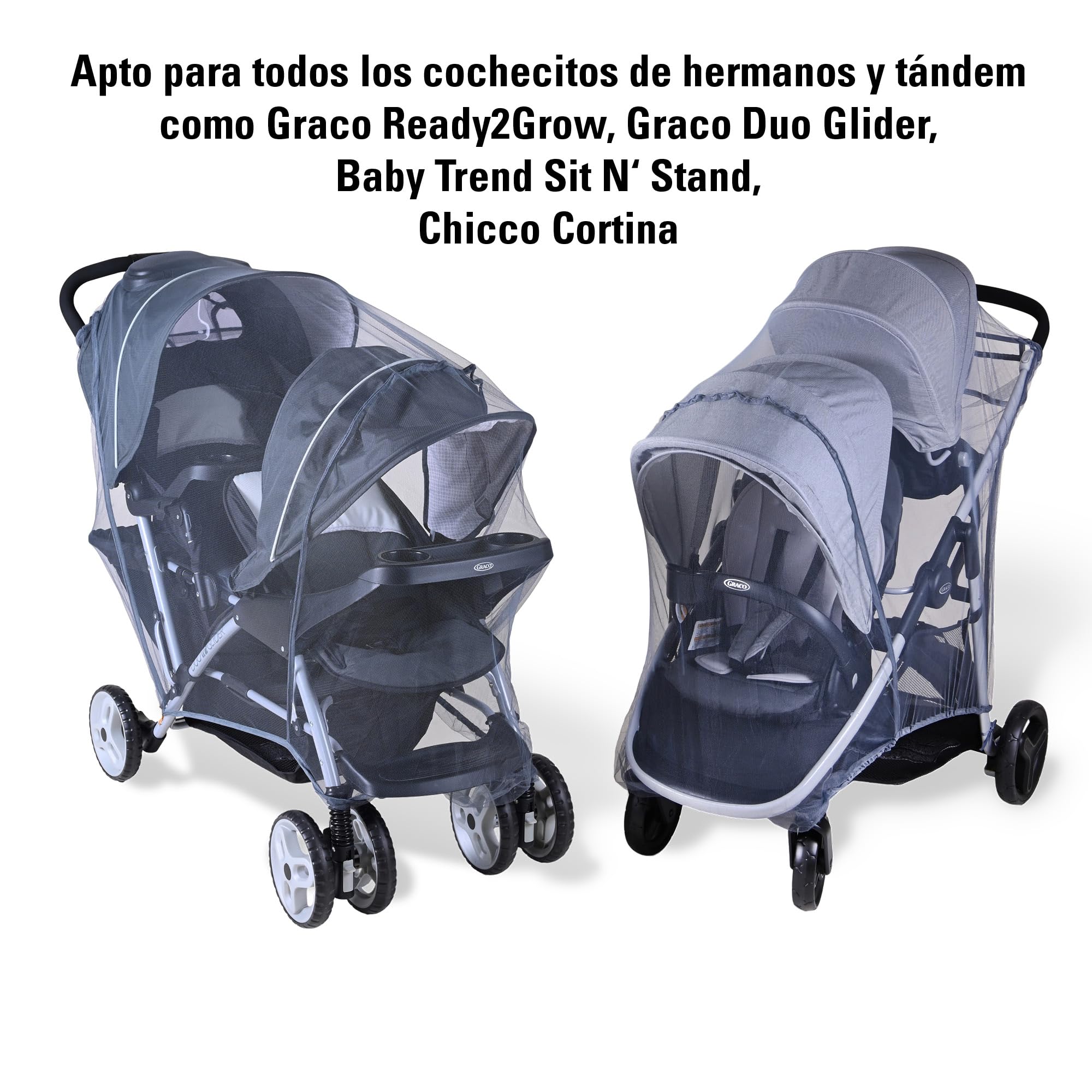 Mosquitera para cochecito XXL – Mosquitera y mosquitera para carritos hermanos y cochecitos grandes – Universal – Mosquitera – Elástico con bolsa