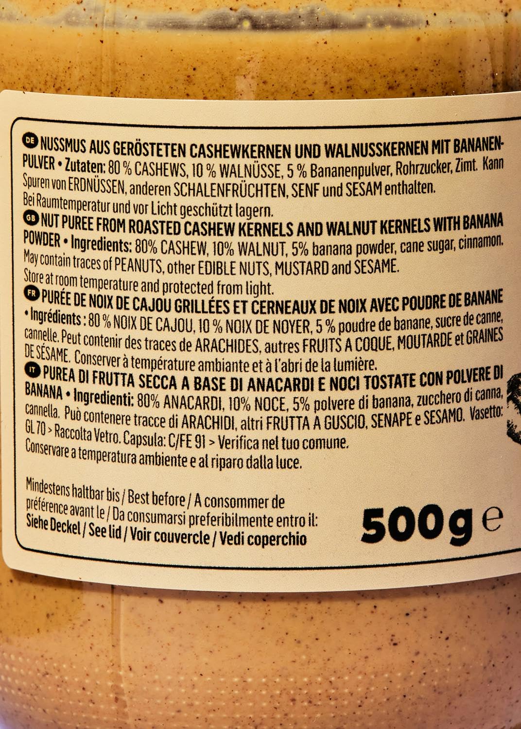 KoRo – Purée de cajou saveur banana bread 500 g – Mélange onctueux de noix de cajou et poudre de banane – Base vegan pour tartines et desserts – Alternative gourmande et originale