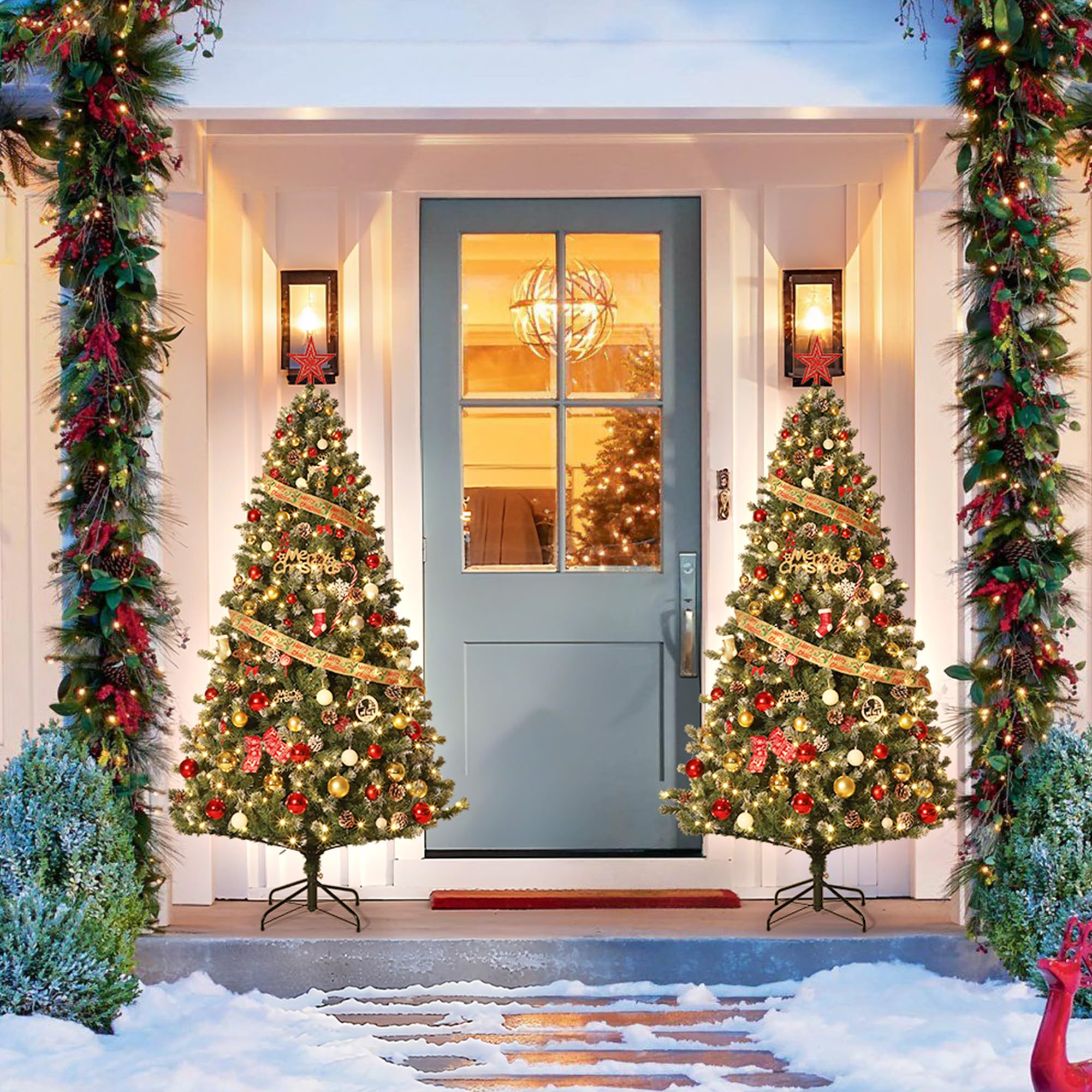 Künstlicher Weihnachtsbaum Mit Schnee-Effekt & LED-Beleuchtung 180 cm Weihnachtsbaum Mit Warmweißen Lichtern, Naturgetreuen Tannenzapfen, Einfach Montierbar Für Wohnzimmer Und Festliche Dekoration