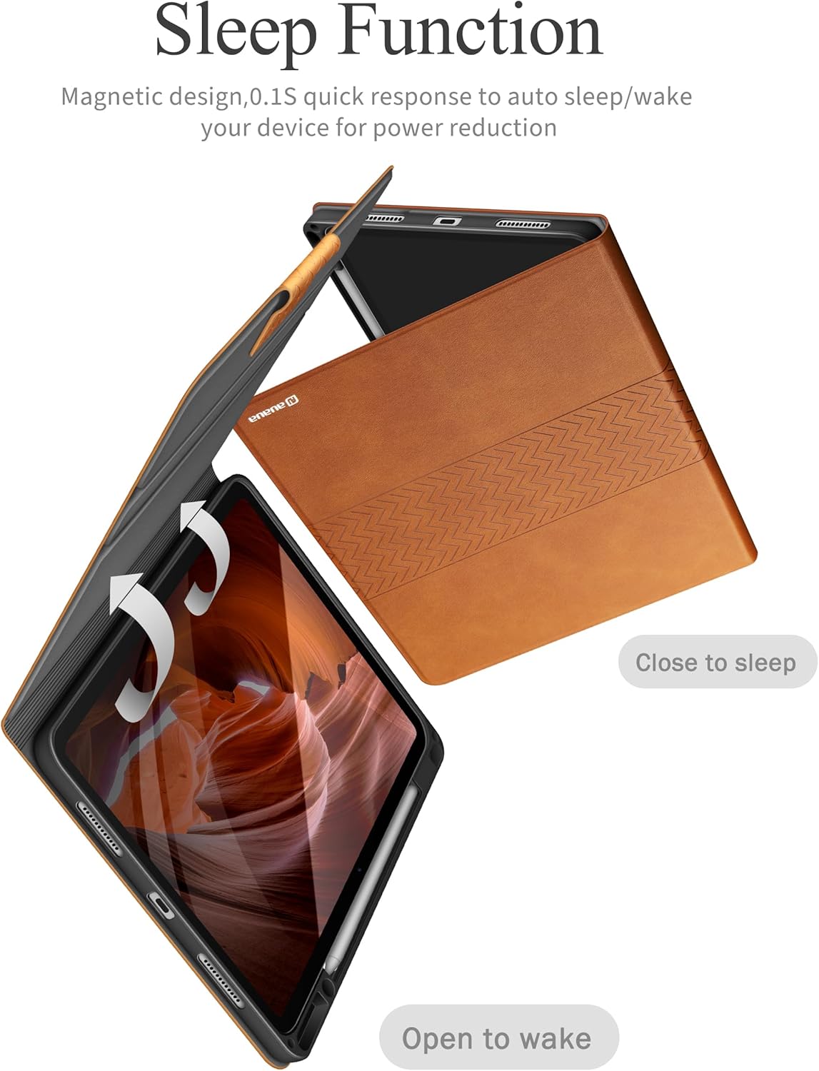 auaua Case for iPad Air 13 Inch (2025/2024) M3/M2, PU Leather Case with Pencil Holder, Supports Pencil Pro and Pencil (USB-C), Adjustable Angles, Auto Sleep/Wake (Brown) - Image 6