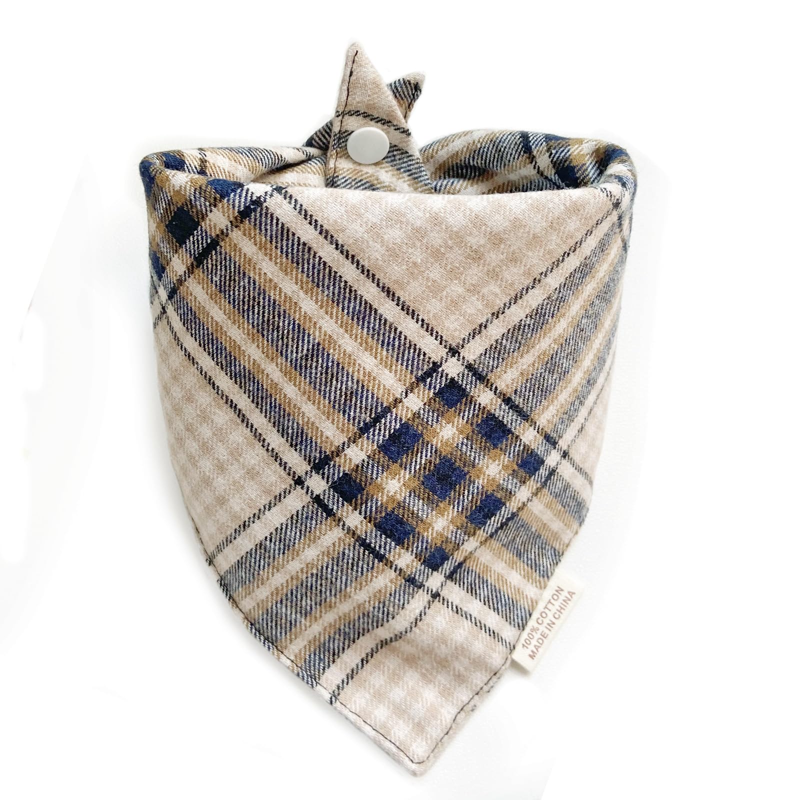 ZIRVYIR Dog Bandana(Vintage Neutral Tartan S)