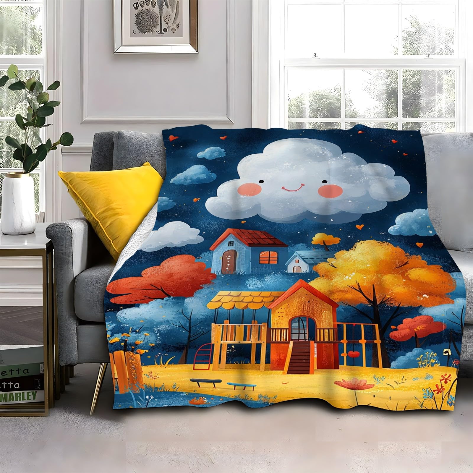 Koc chmury kreskówka gwiaździste niebo koc łóżko pojedyncze ciepłe miękkie koce na sofę flanelowe 180 x 200 cm na wszystkie pory roku