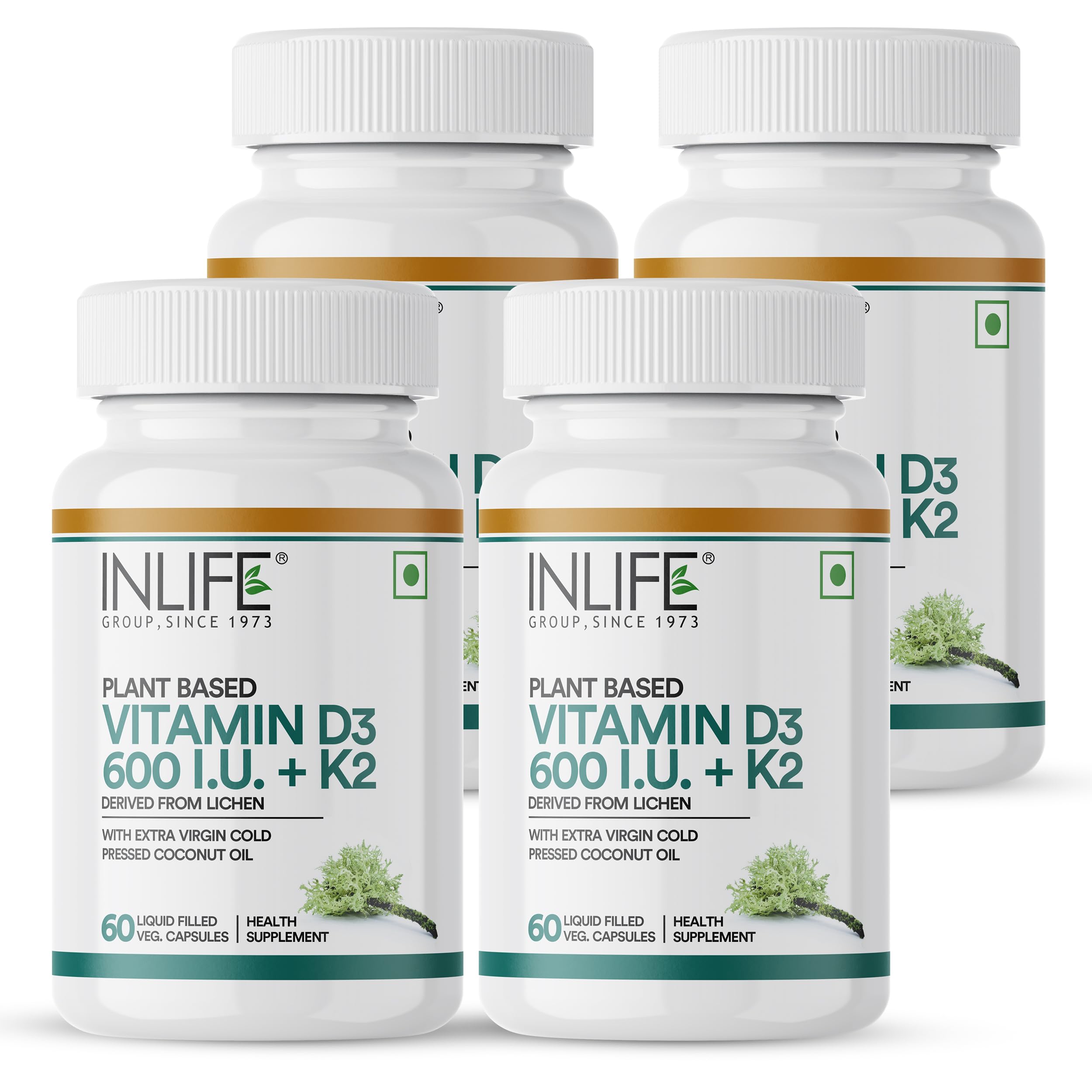 INLIFE Plant Based Vitamin D3 K2 Supplement for Bone Health & Immune Support, 600 IU - 60 Vegetarian Capsules (Pack of 4, 240) (B09V1K8PNJ) Amazon Price History, Amazon Price Tracker