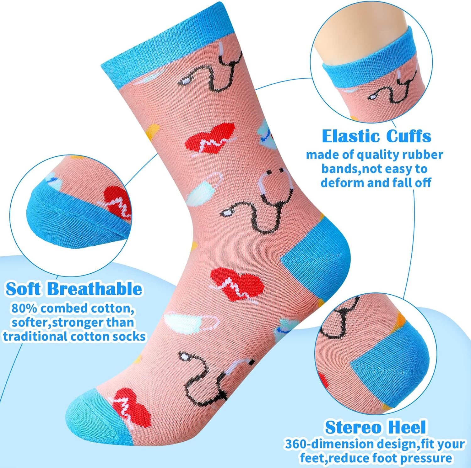 Didaey 36 Pairs Nurse Gifts for Women, Fun Nurse Socks Novelty Crew Socks Bulk for Nursing School Nurses Day Graduation Week for Rn Cna Lpn Practitioner Doctor