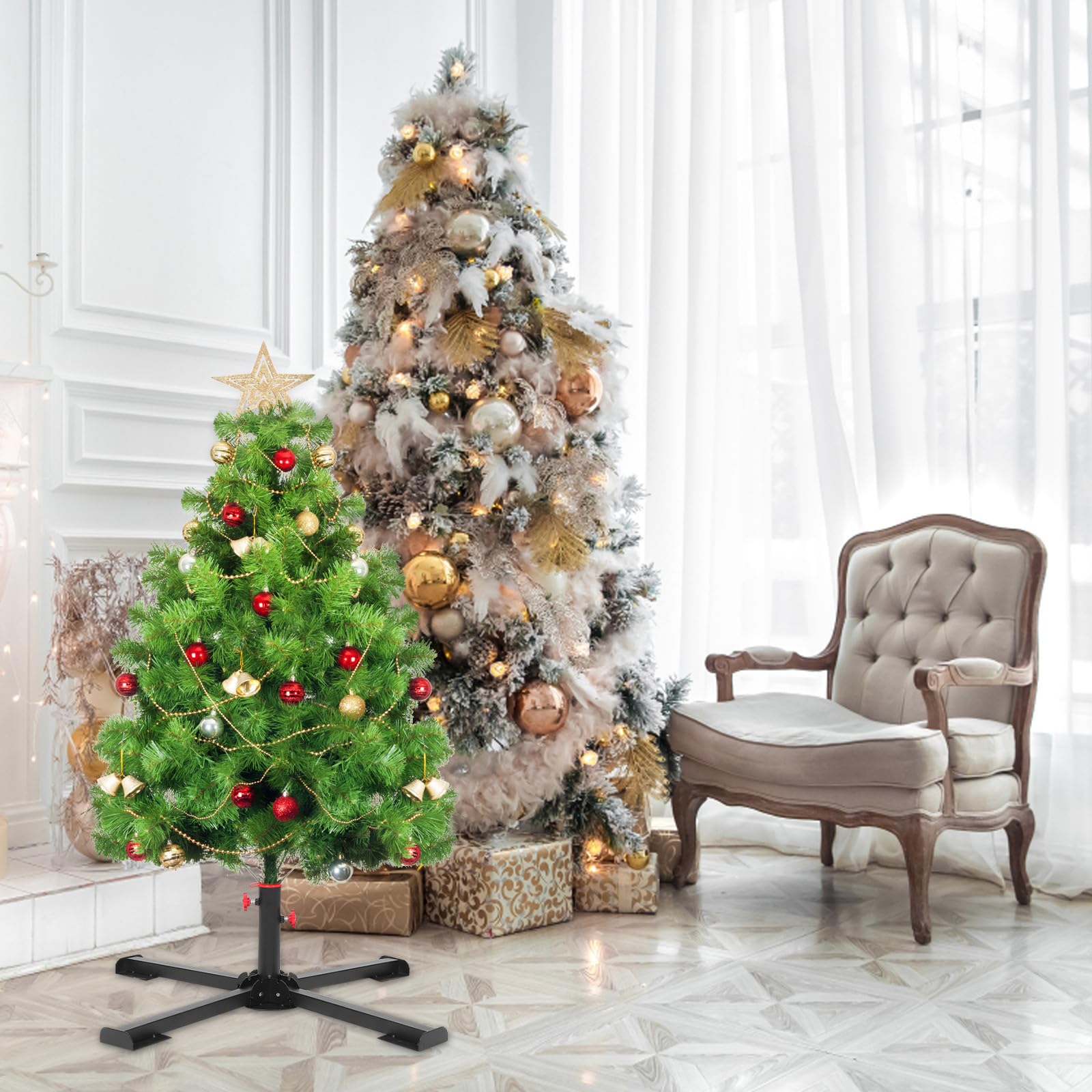 Cabilock Soporte Plegable para Árbol de Navidad, Metal, Negro, Exterior