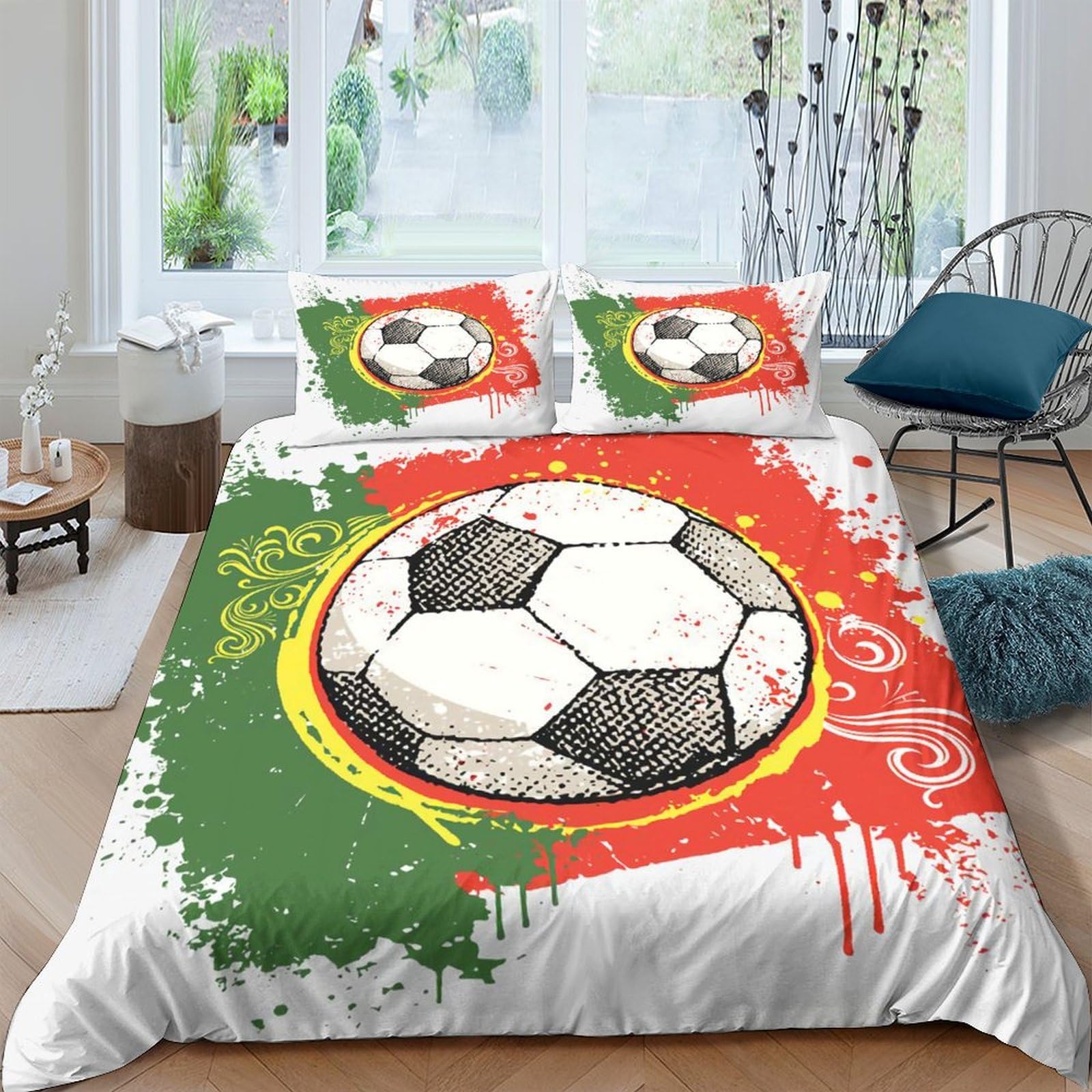 Ctjqhvkz Style-8 3D Printed Graffiti Football Fitted Sheet Microfiber Soft Breathable Soccer Bed Cover For Bedroom Dorm Mattress Protection Decor Single（135X200cm）