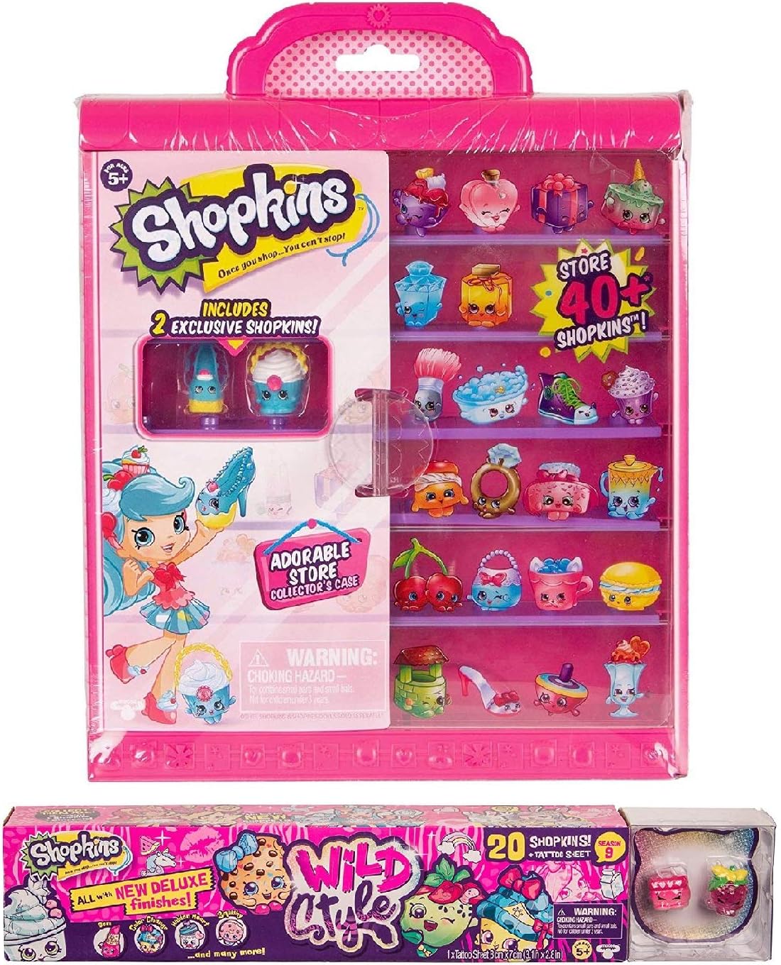 BLIZY Shopkins Gift Bundle! Season 9 Wild Style-Mega Pack and Season 7 Collector Case. Includes Keychain.