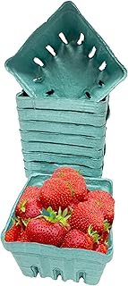 15 Pack Green Berry Basket 1 Pint, Pulp Fiber Vented Produce Containers Farmers Market Basket, Fruit & Vegetable Containers