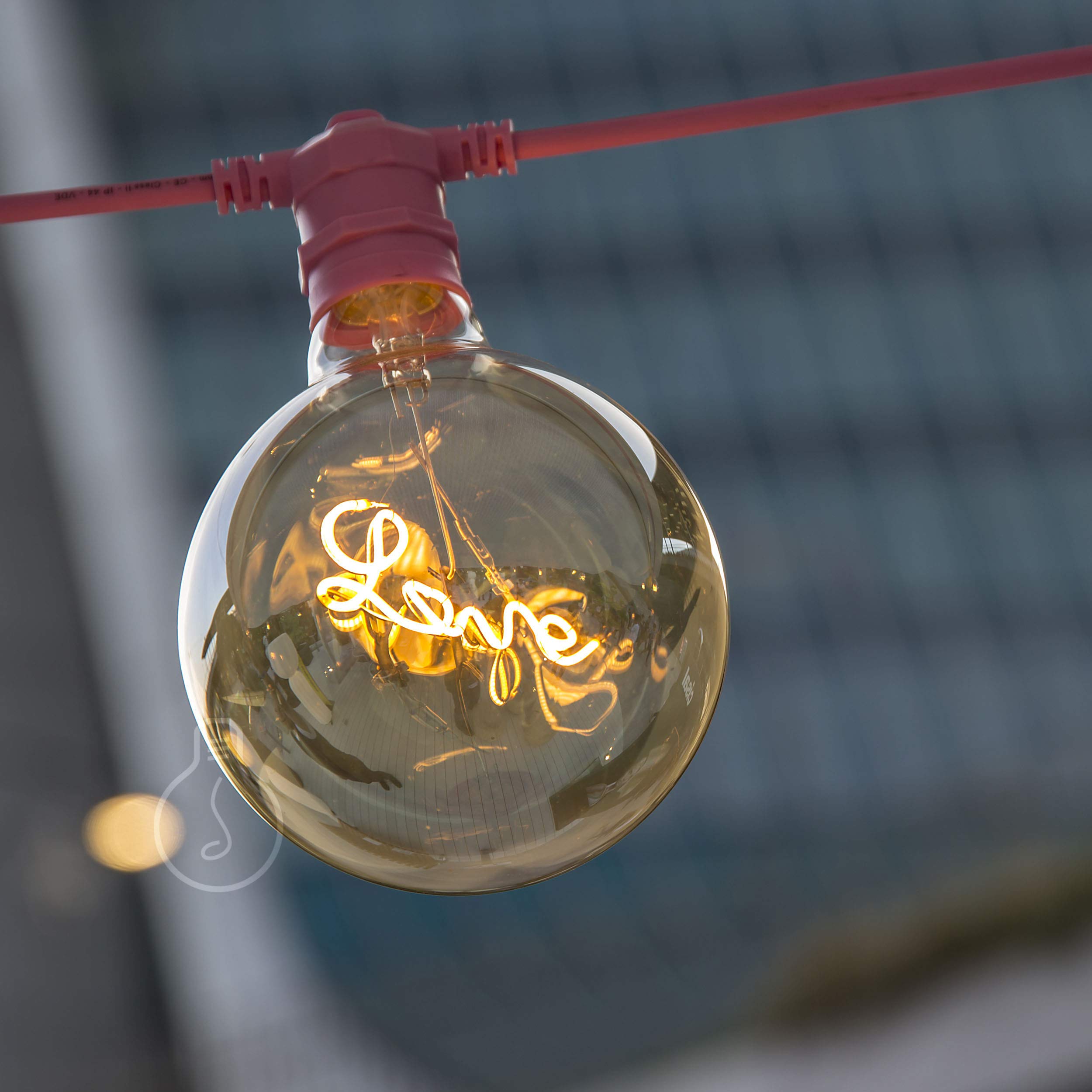 AMARCORDS - Led Bulb dimmable, Filament with The Inscription Love, Warm Light 2500K, Amber Glass Guy Globe, E27, 4W - Image 3