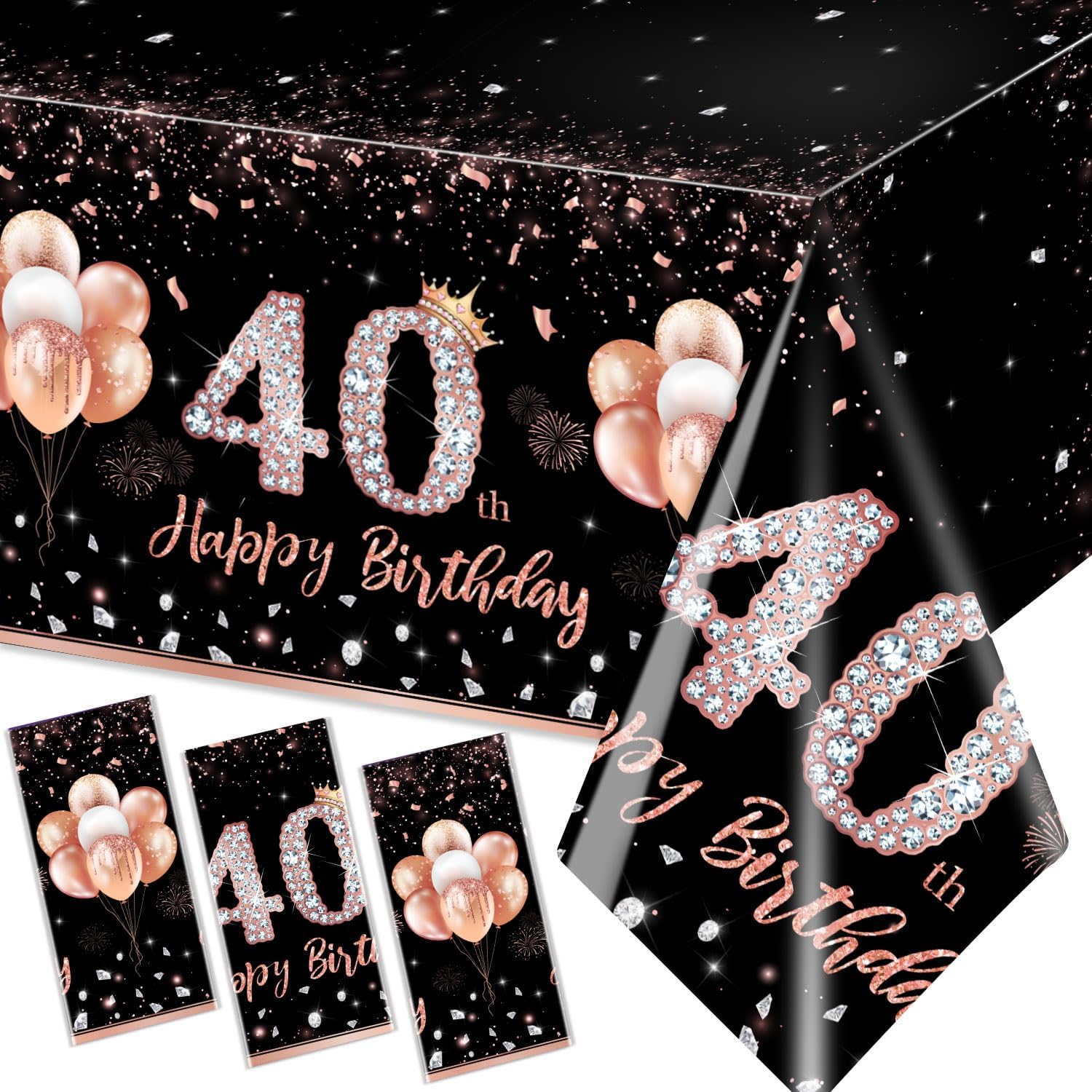 BLLREMIPSUR Disposable Tablecloths, 4 Pack Rose Gold Party Table Cloths