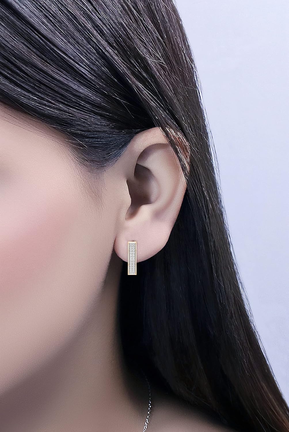 Dazzlingrock Collection 0.17 Cttw Round Diamond 2 Row Unisex Hinged Post Hoop Earrings in Solid Gold