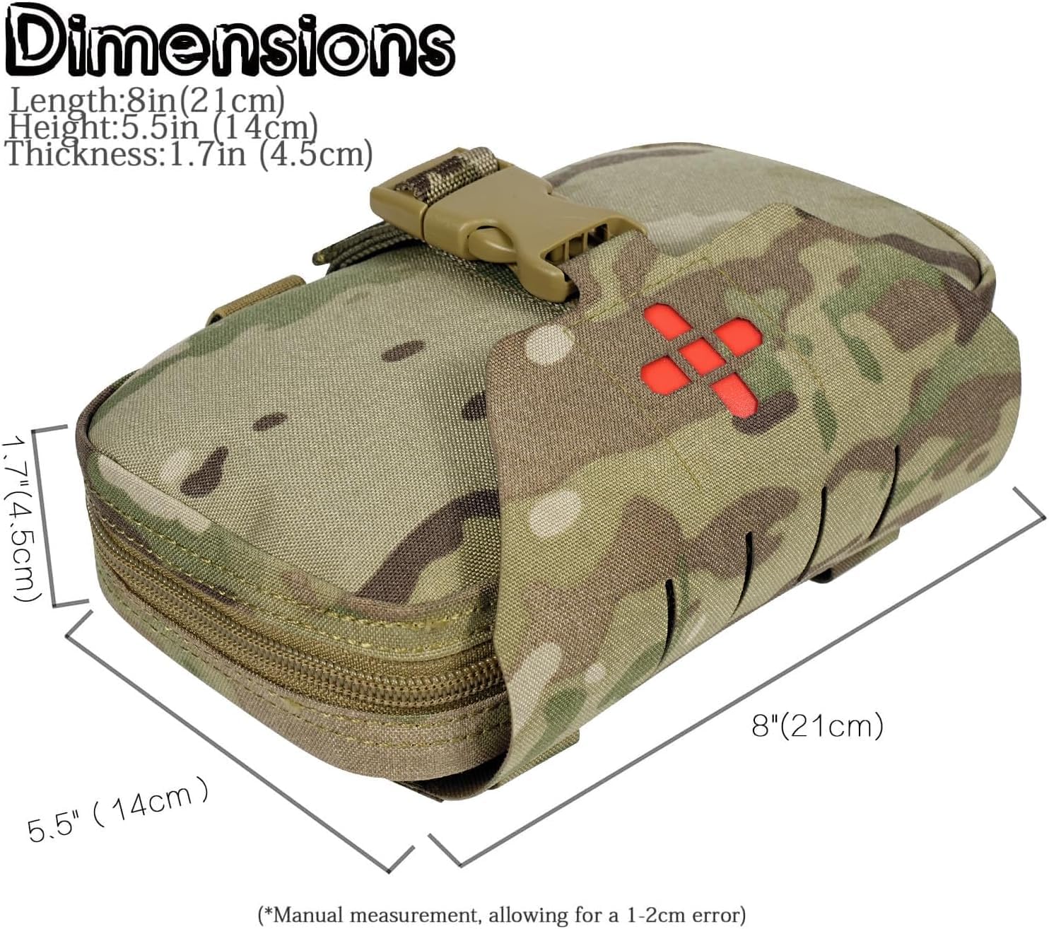 Ifak Pouch-Rapid Deployment Tactical MOLLE Trauma Kit Pouches, Quick Release Tear-Off Medical First Aid Kit Organiser with Red Immediate Identify for Emergency Surviva.