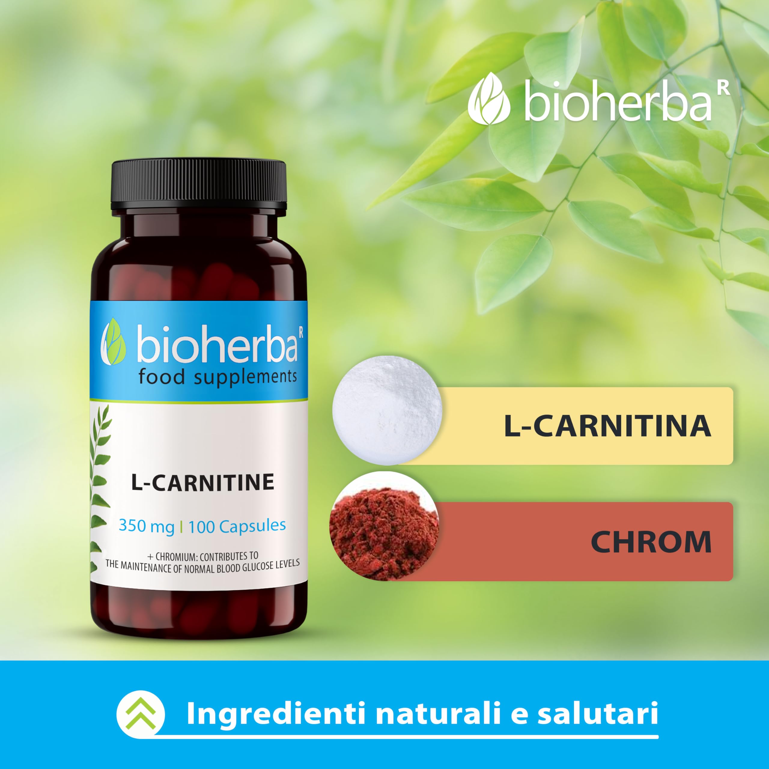 L-Carnitina 350 mg Capsule - 100 Capsule di BIOHERBA - Efficaci e ideali per una silhouette snella
